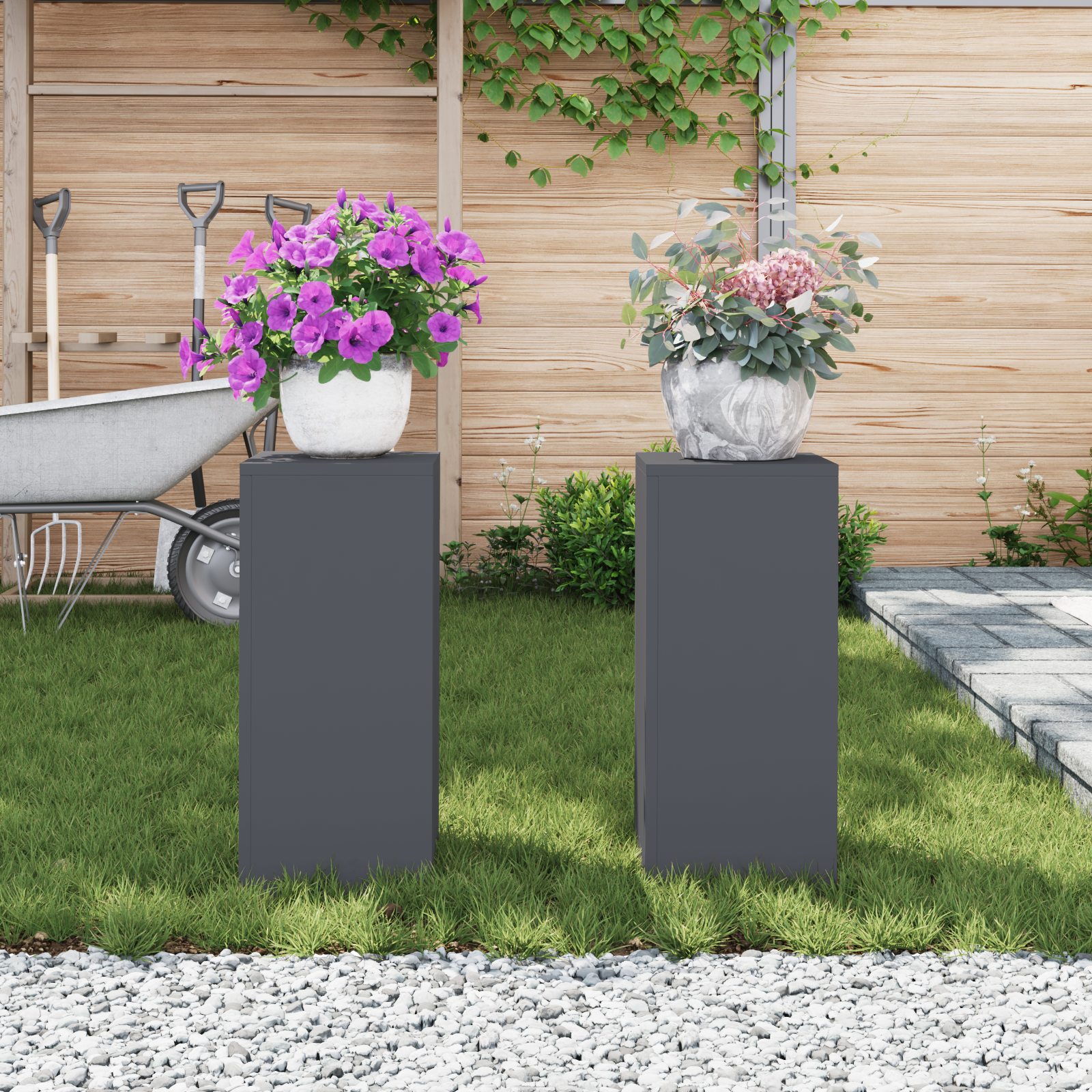 laukiniai gėlių stovai stulpas 2 vnt. Antracitas 24x24x55 cm plienas - Image 4