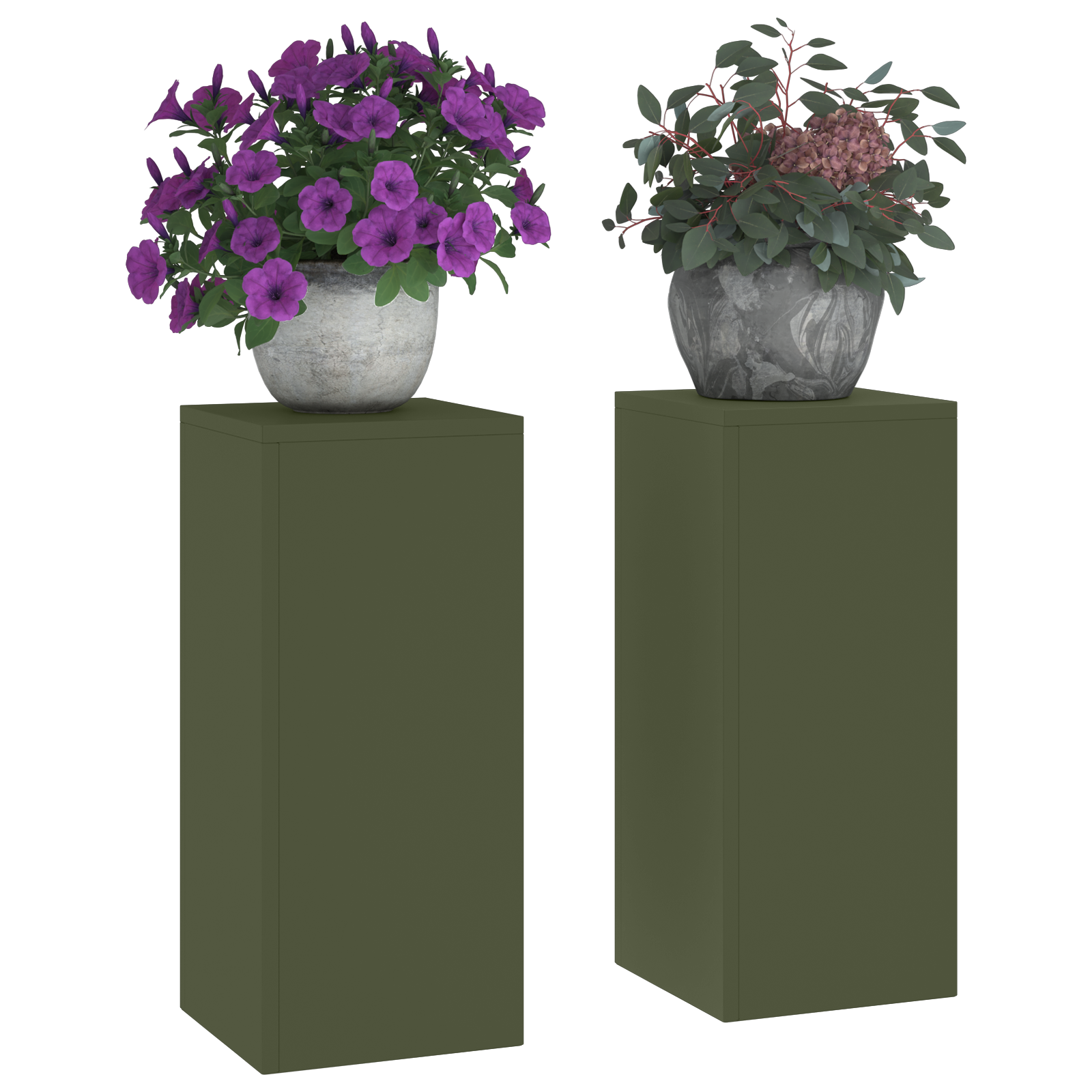 Outdoor Plant Stands Pillar 2 pcs Olive Green 24x24x55 cm Steel - Image 3