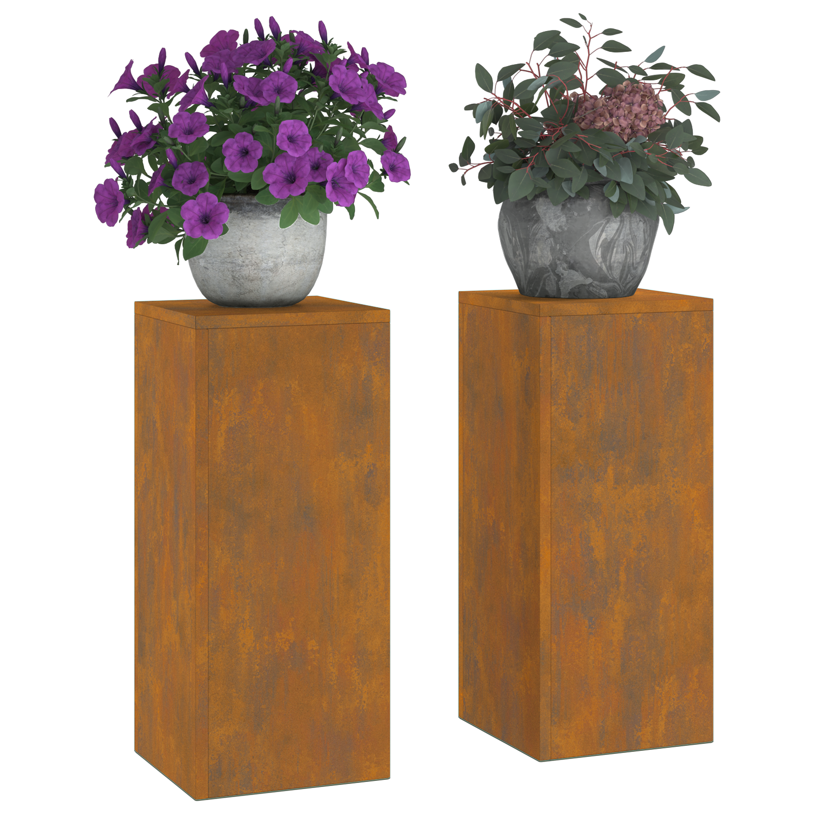 Outdoor Plant Stands Pillar 2 pcs 24x24x55 cm Weathering Steel - Image 3