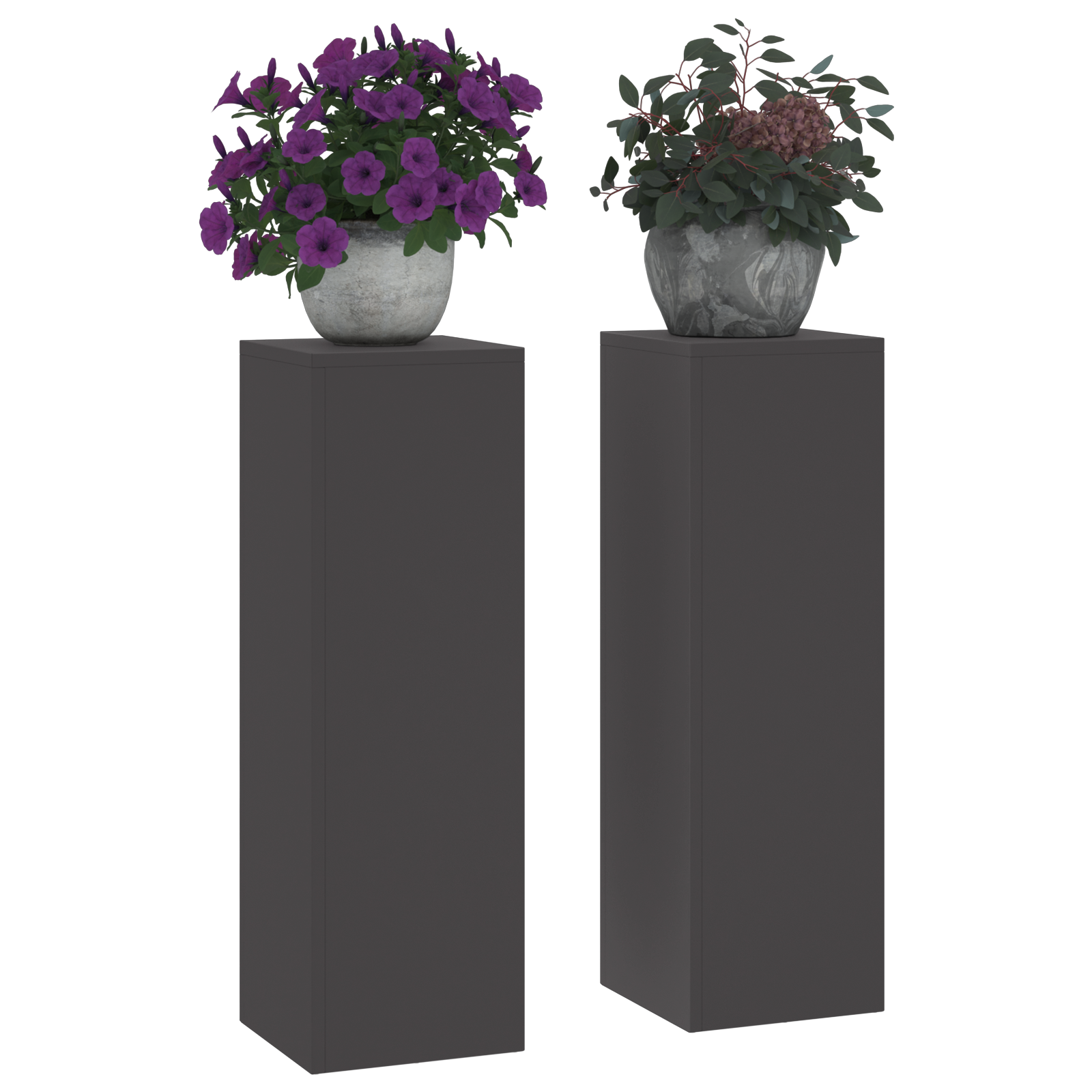 Outdoor Plant Stands Pillar 2 pcs Black 24x24x75 cm Steel - Image 3