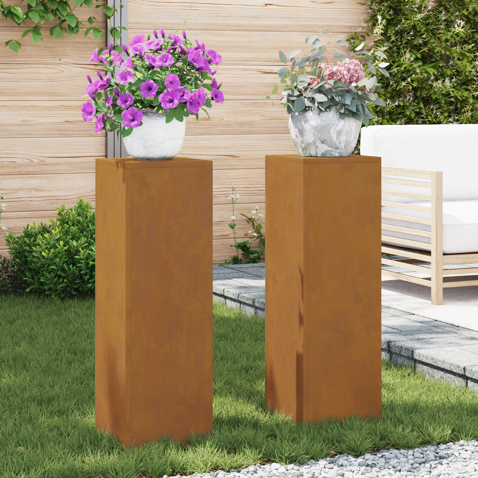 Lauko augalų stendai 2 vnt 24x24x75 cm Oro sąlygomis plienas