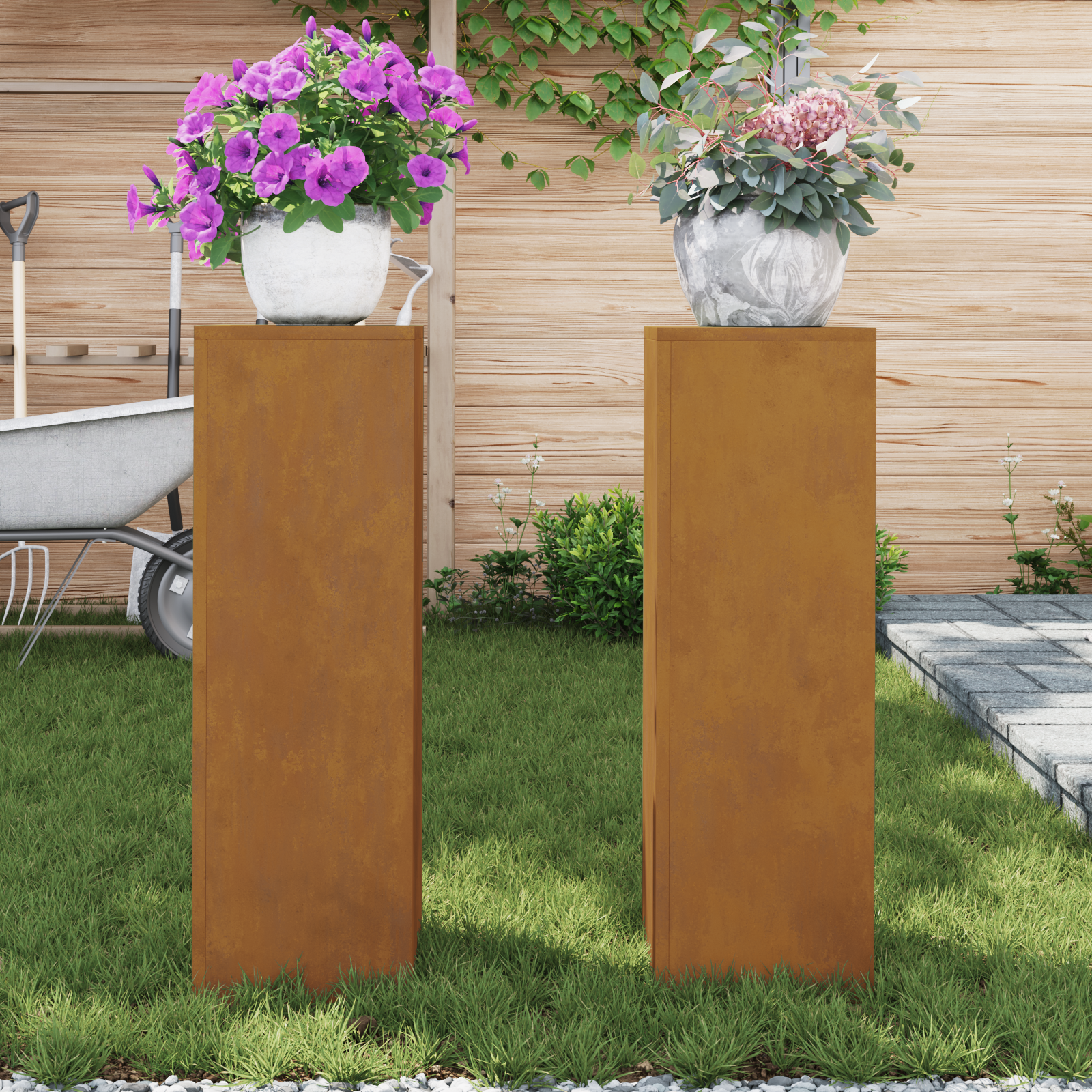 Lauko augalų stendai 2 vnt 24x24x75 cm Oro sąlygomis plienas - Image 4