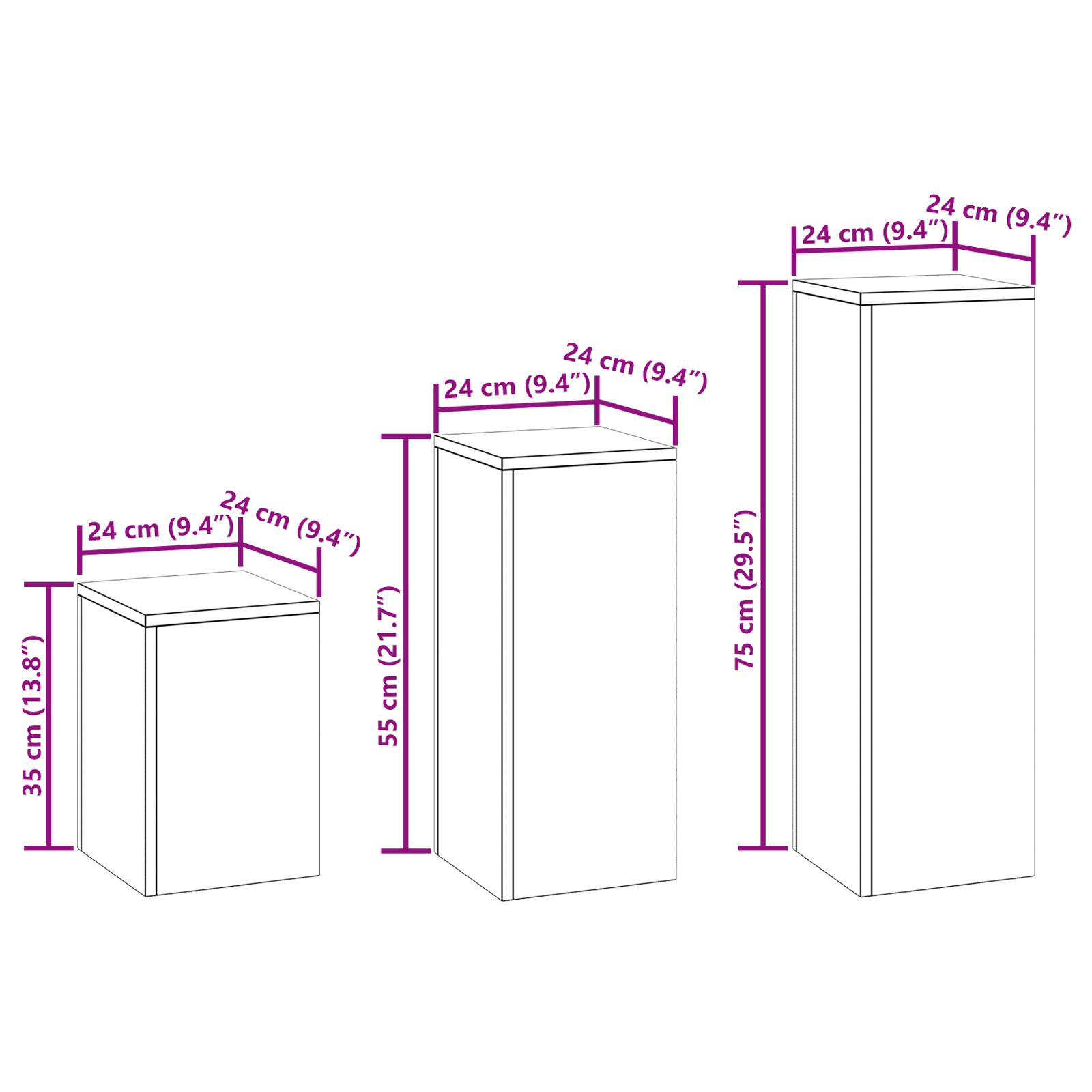 Outdoor Plant Stands Pillar 3 pcs Black Steel - Image 11