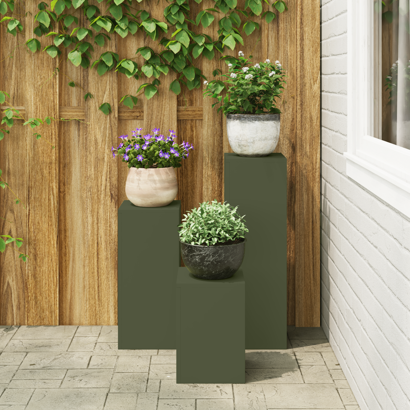 lauko gėlių stovai 3 vnt Alyvuogių plieno - Image 4