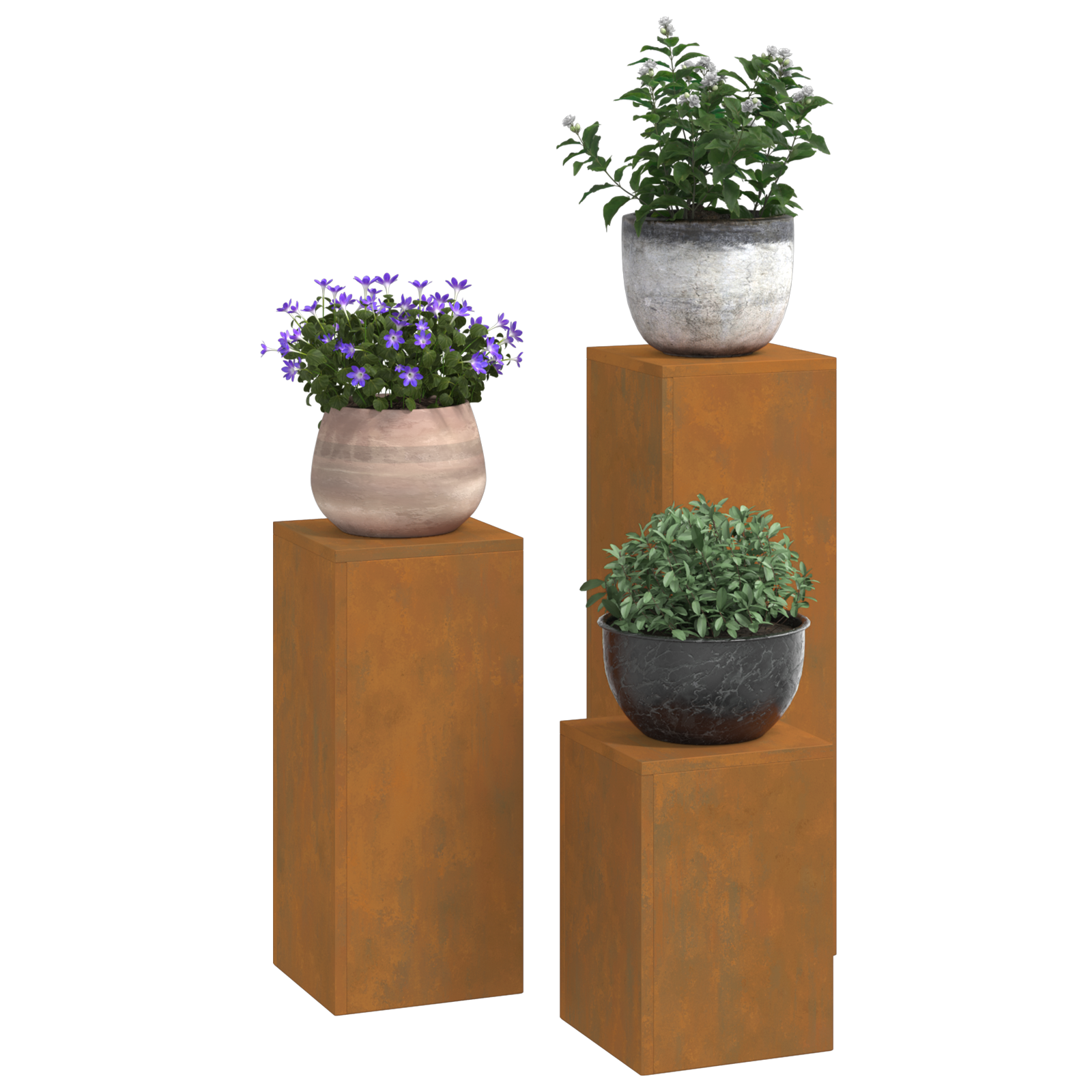 Outdoor Plant Stands Pillar 3 pcs Weathering Steel - Image 3