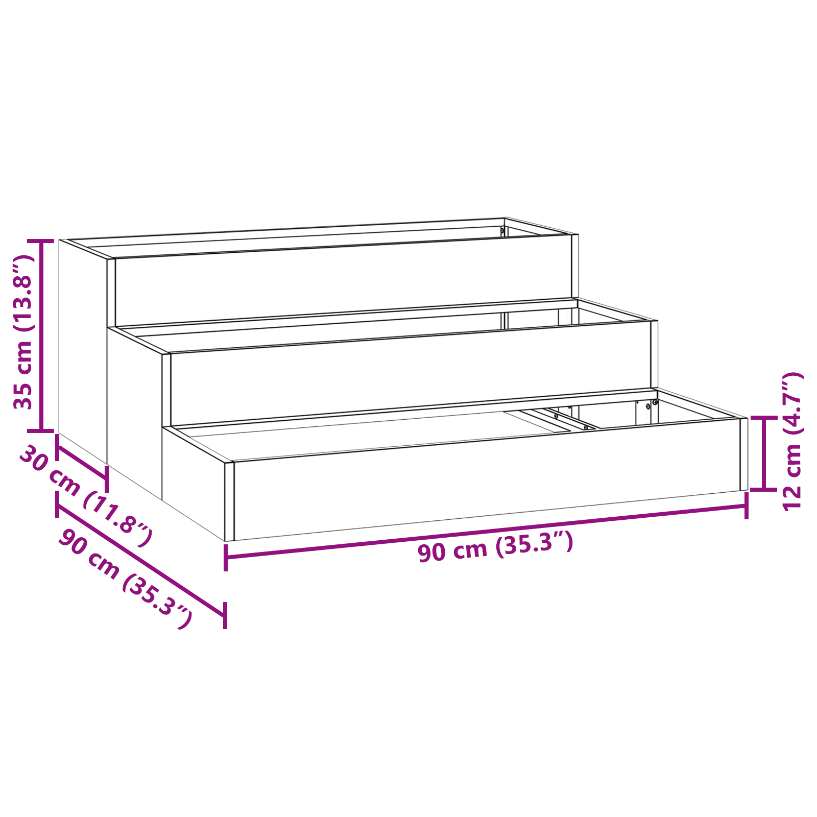 Garden Planter 3-Tier 90x90x35 cm Anthracite Steel - Image 11