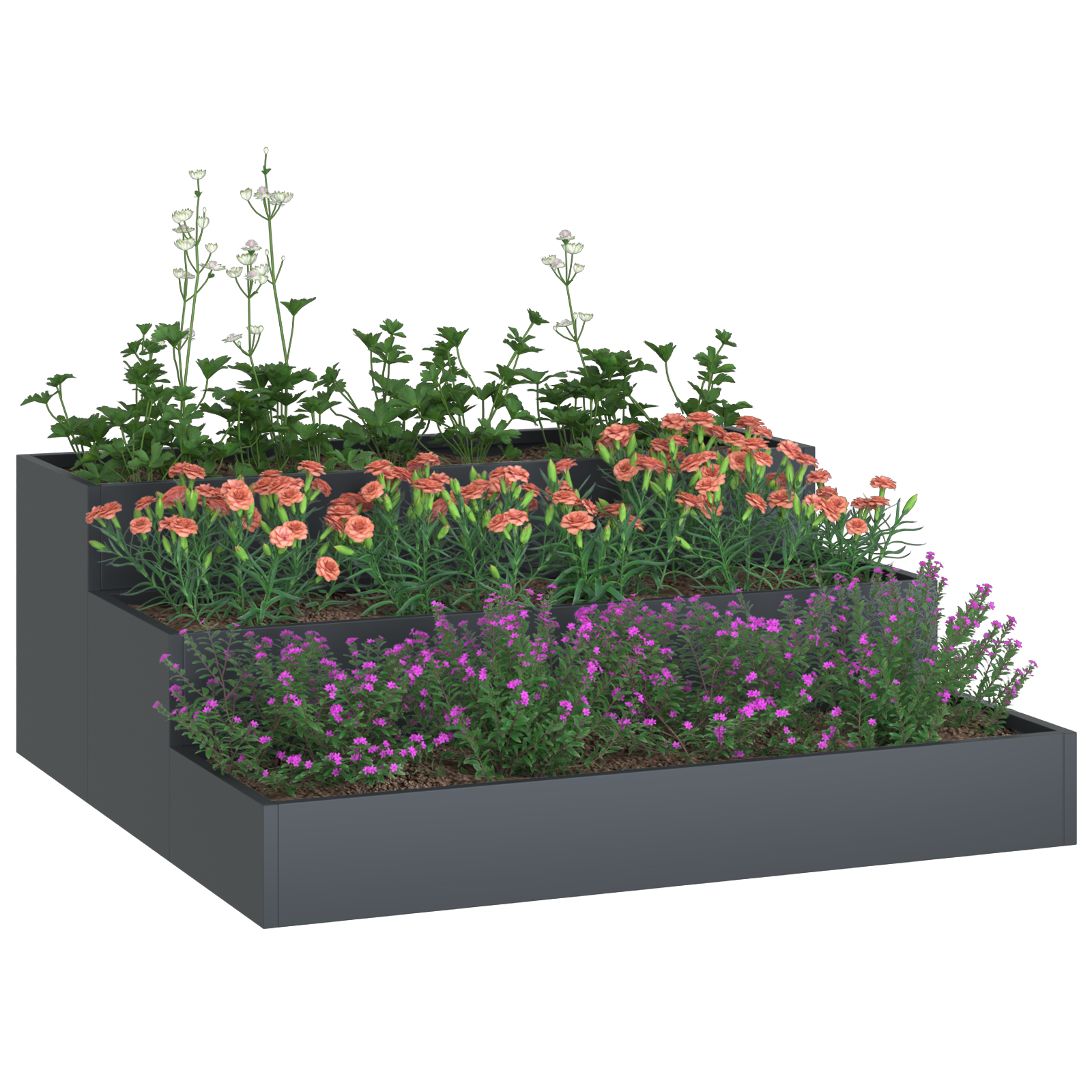 Garden Planter 3-Tier 90x90x35 cm Anthracite Steel - Image 3