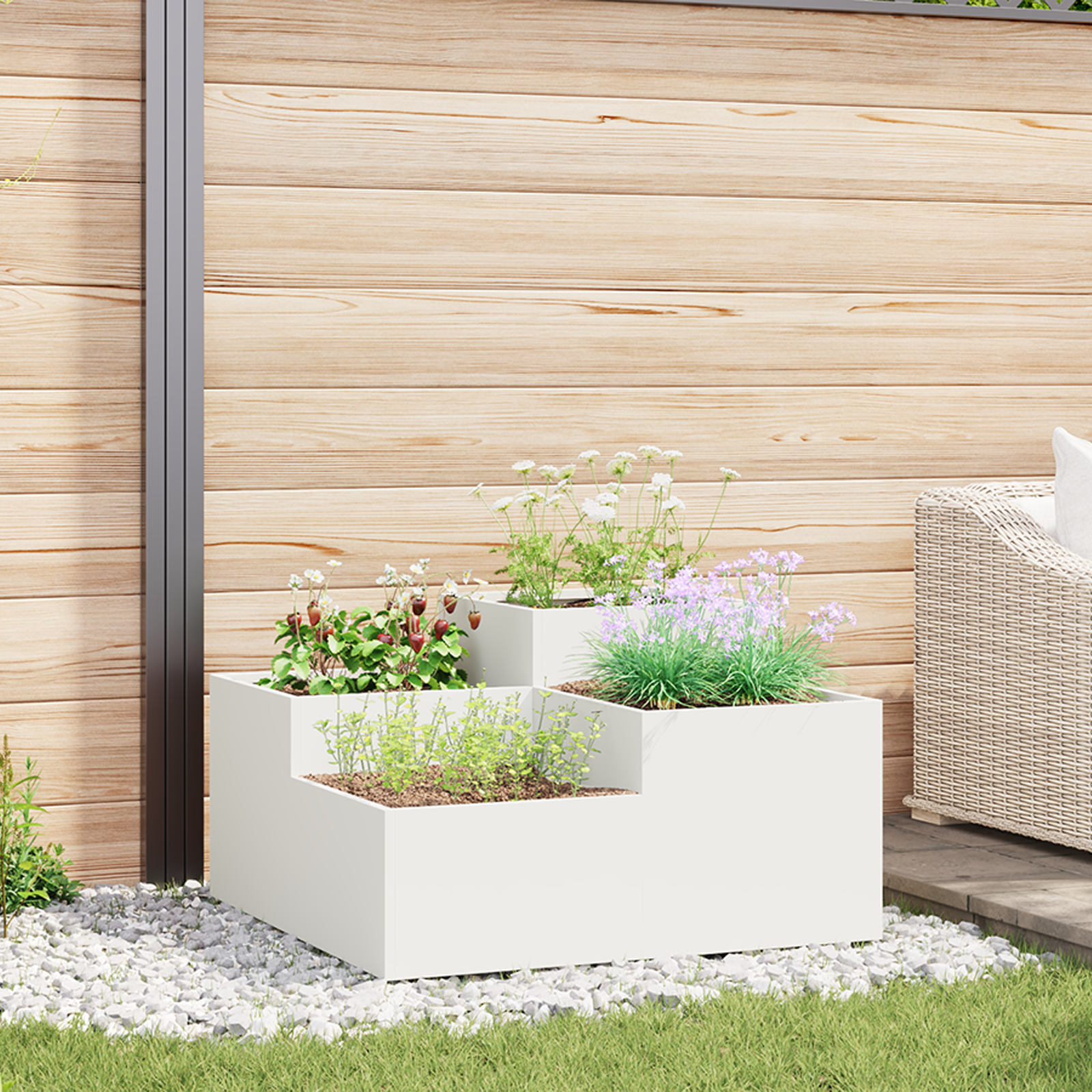 Plantenbak 100x100x48 cm staal wit