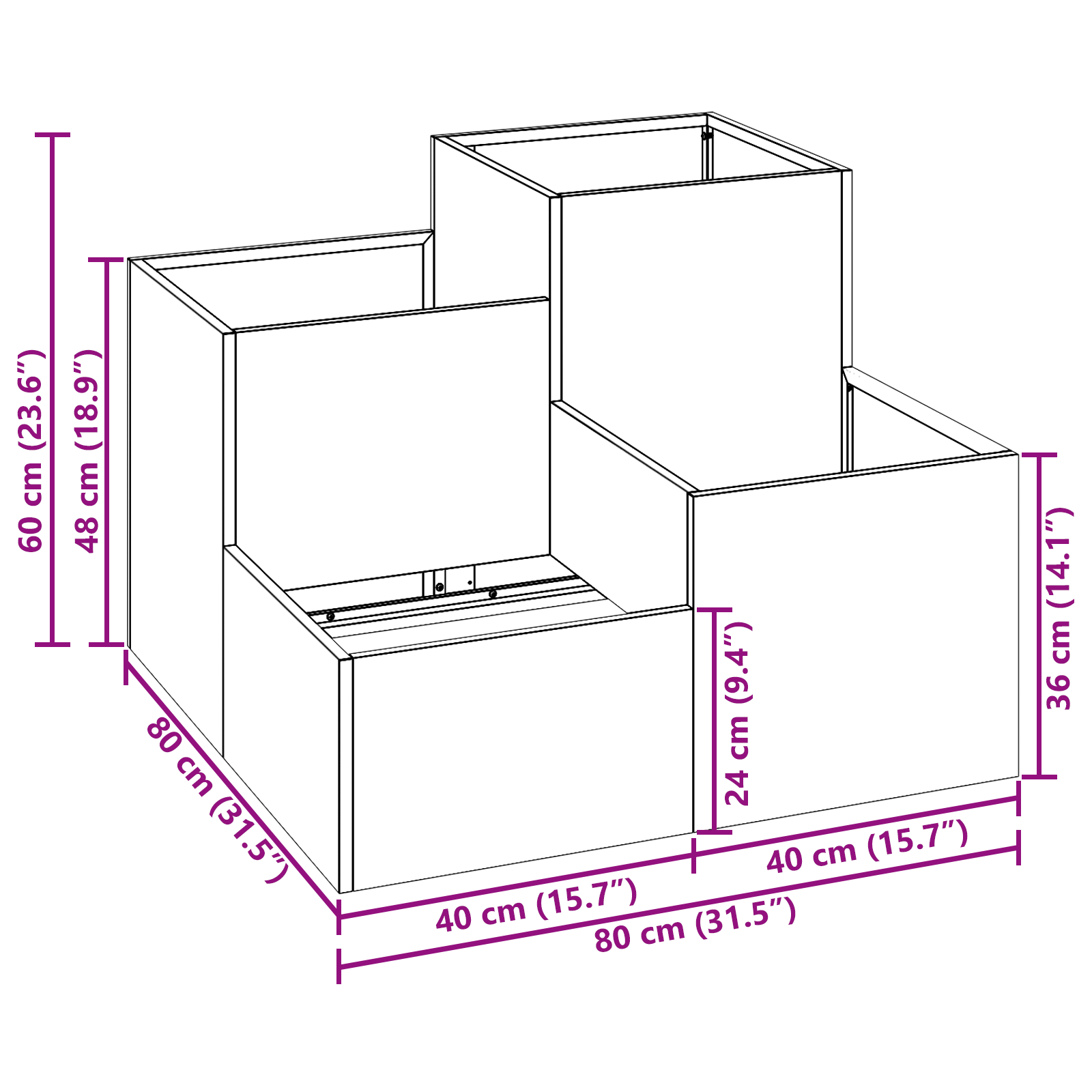 Garden Planter 80x80x60 cm Black Steel - Image 11