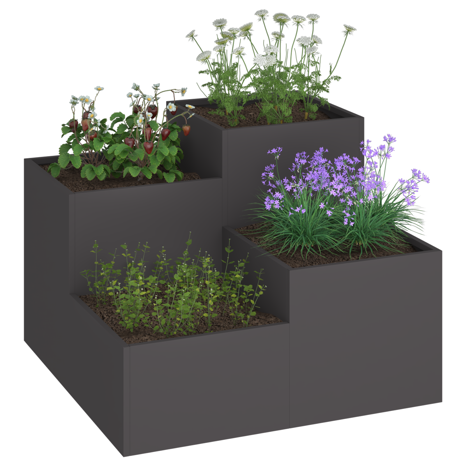 Garden Planter 80x80x60 cm Black Steel - Image 3