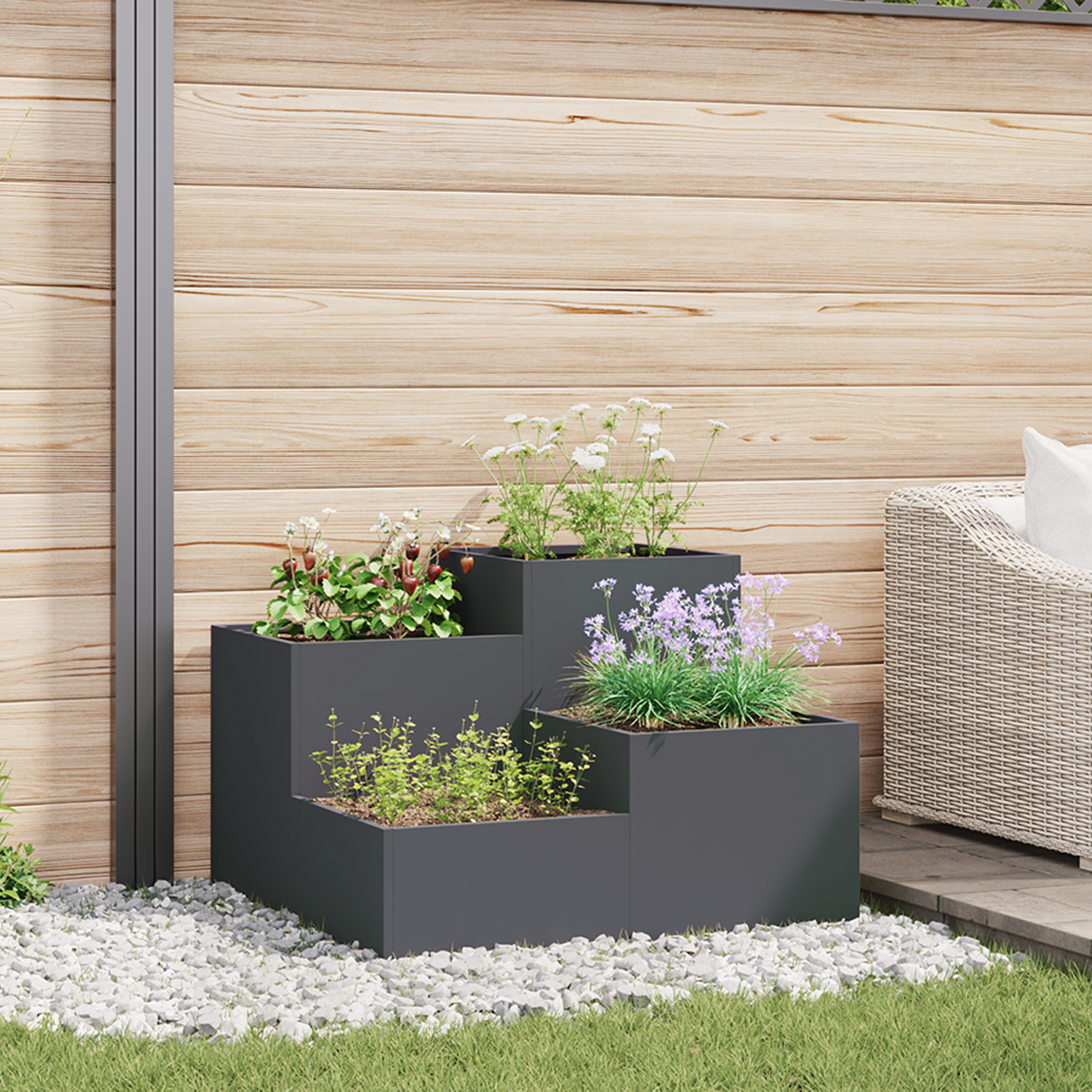 Plantenbak 80x80x60 cm staal antracietkleurig