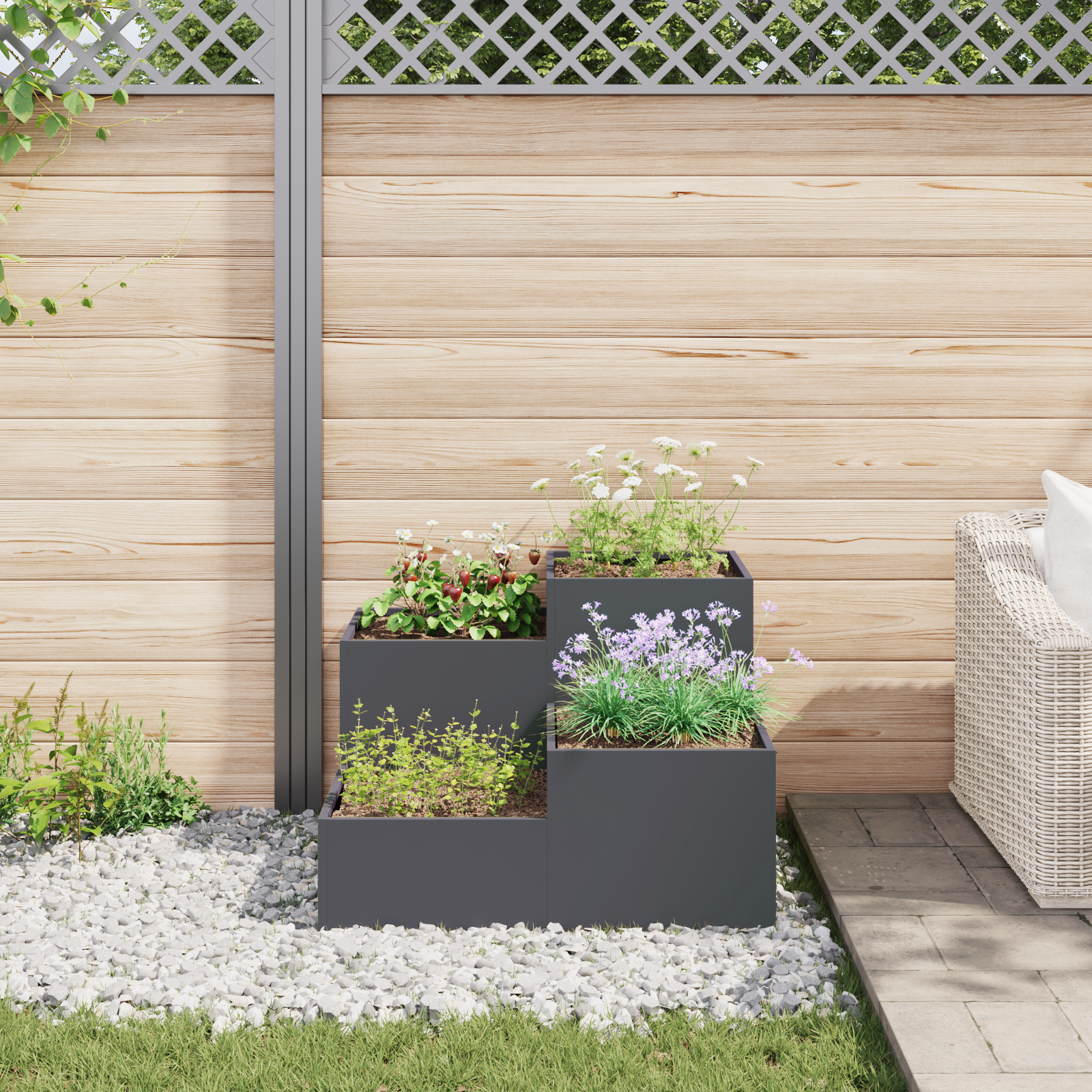 Garden Planter 80x80x60 cm Anthracite Steel - Image 4