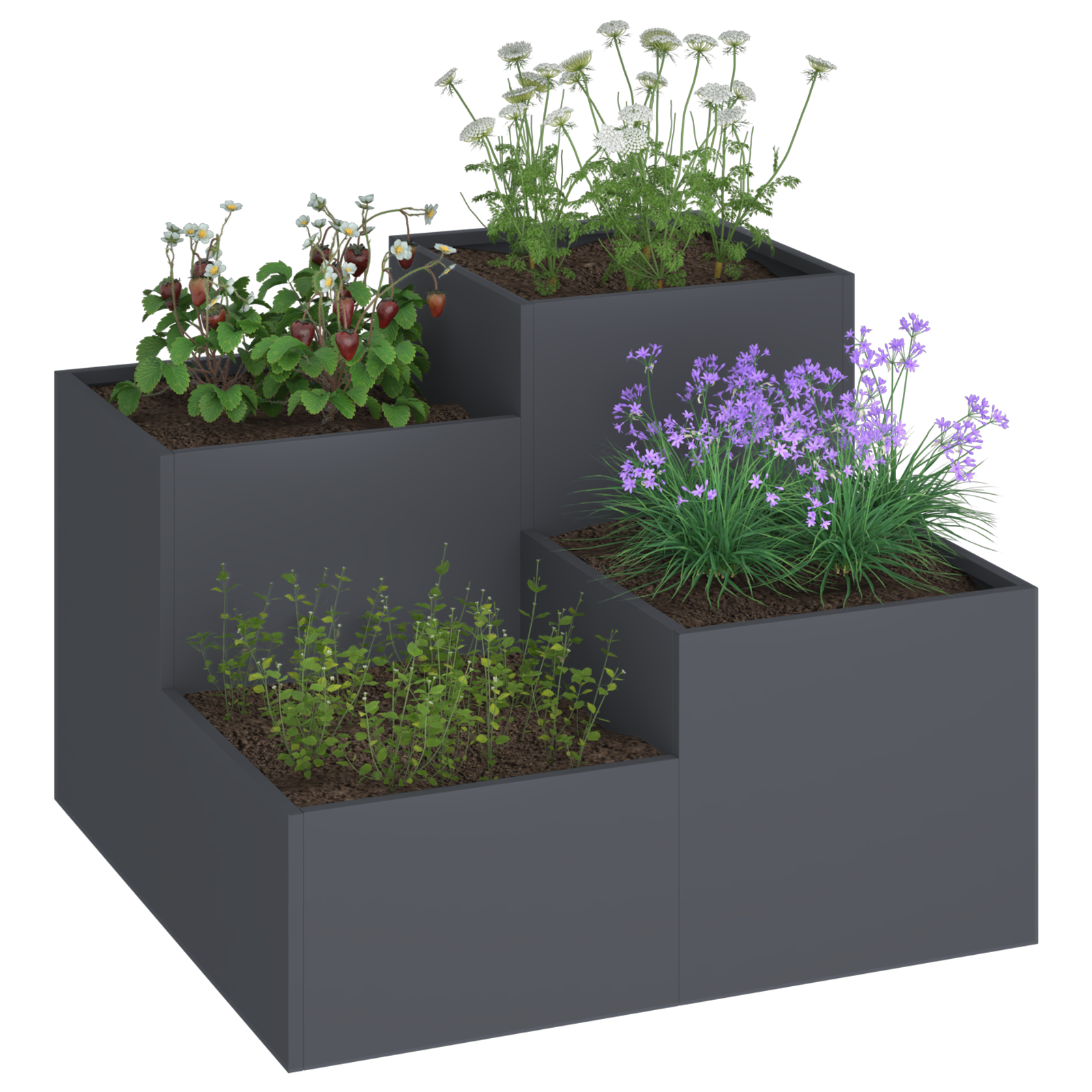 Garden Planter 80x80x60 cm Anthracite Steel - Image 3