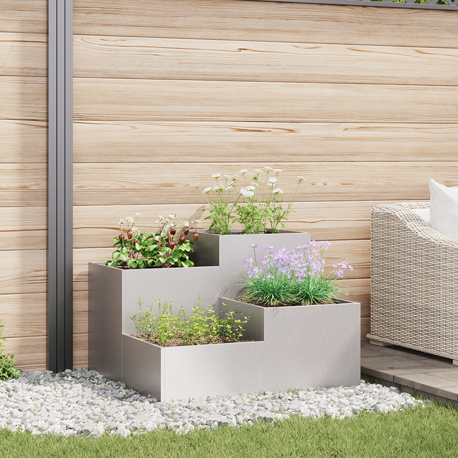 Plantenbak 80x80x60 cm roestvrijstaal