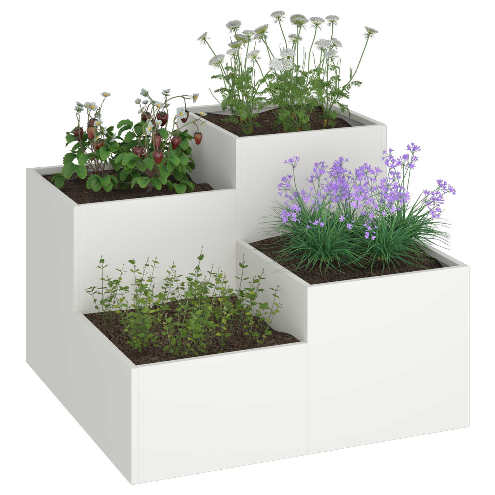Garden Planter 100x100x60 cm White Steel - Image 3