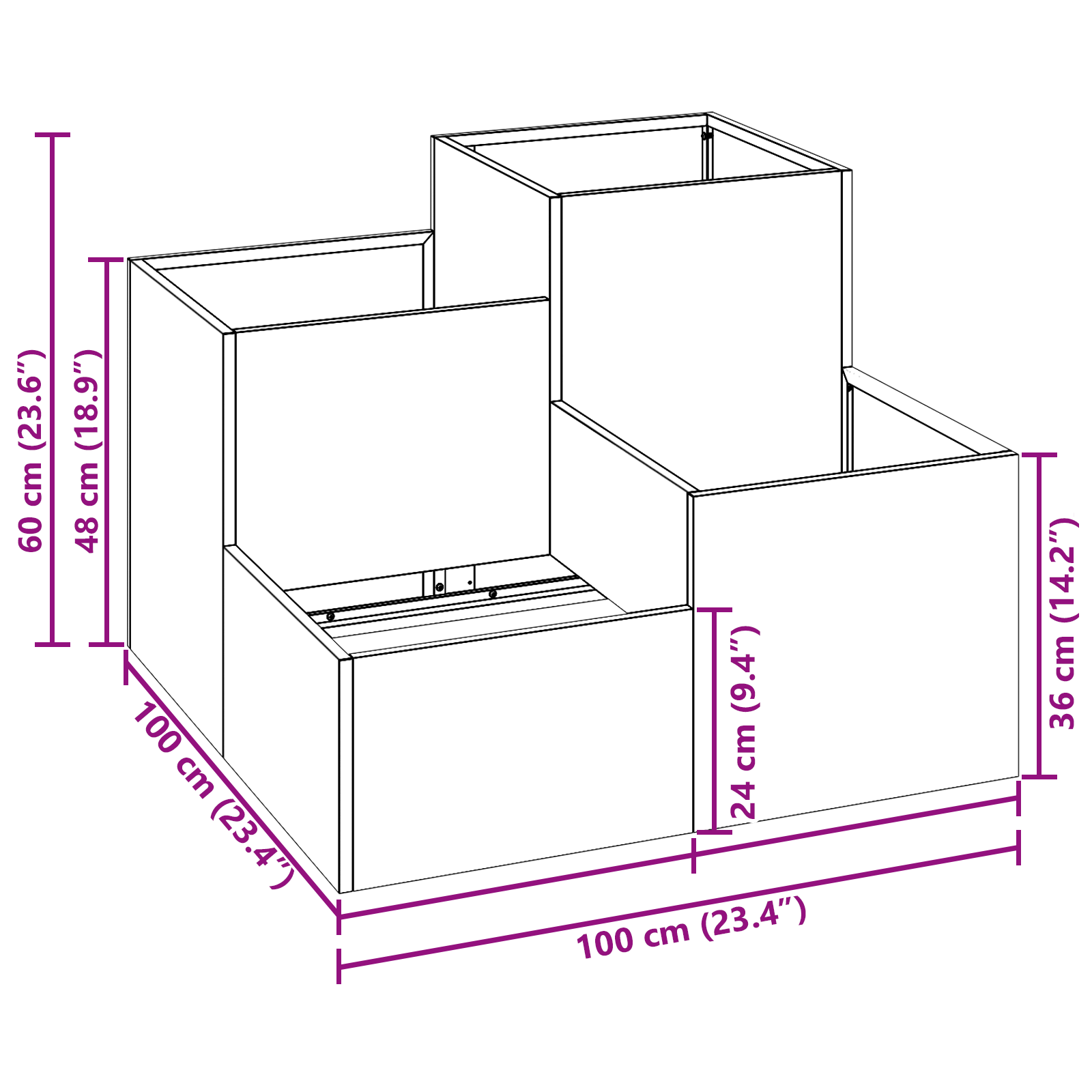 Garden Planter 100x100x60 cm Anthracite Steel - Image 11