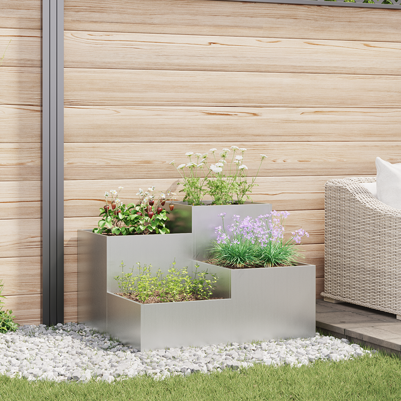 Plantenbak 100x100x60 cm gegalvaniseerd staal
