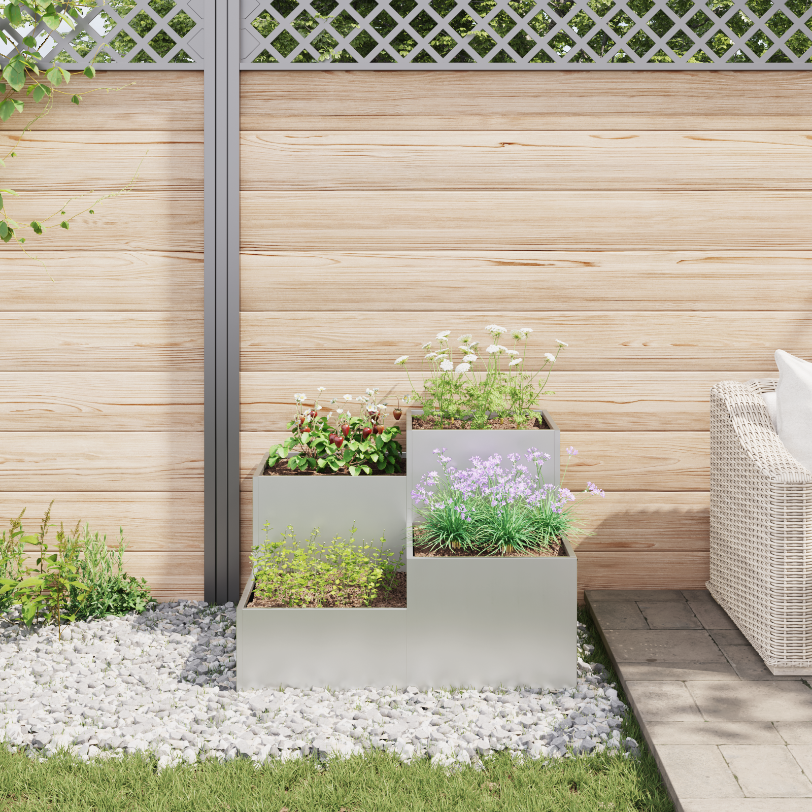 Garden Planter 100x100x60 cm Galvanised Steel - Image 4