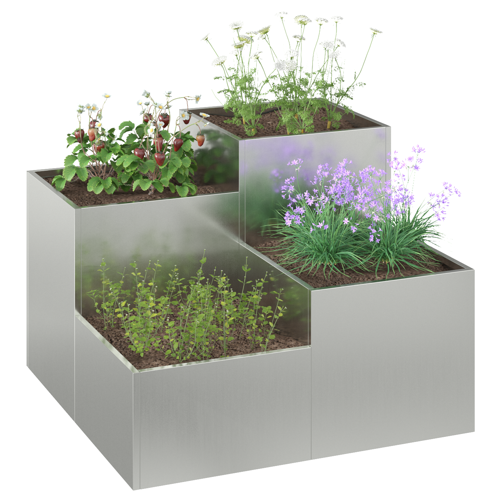 Garden Planter 100x100x60 cm Galvanised Steel - Image 3