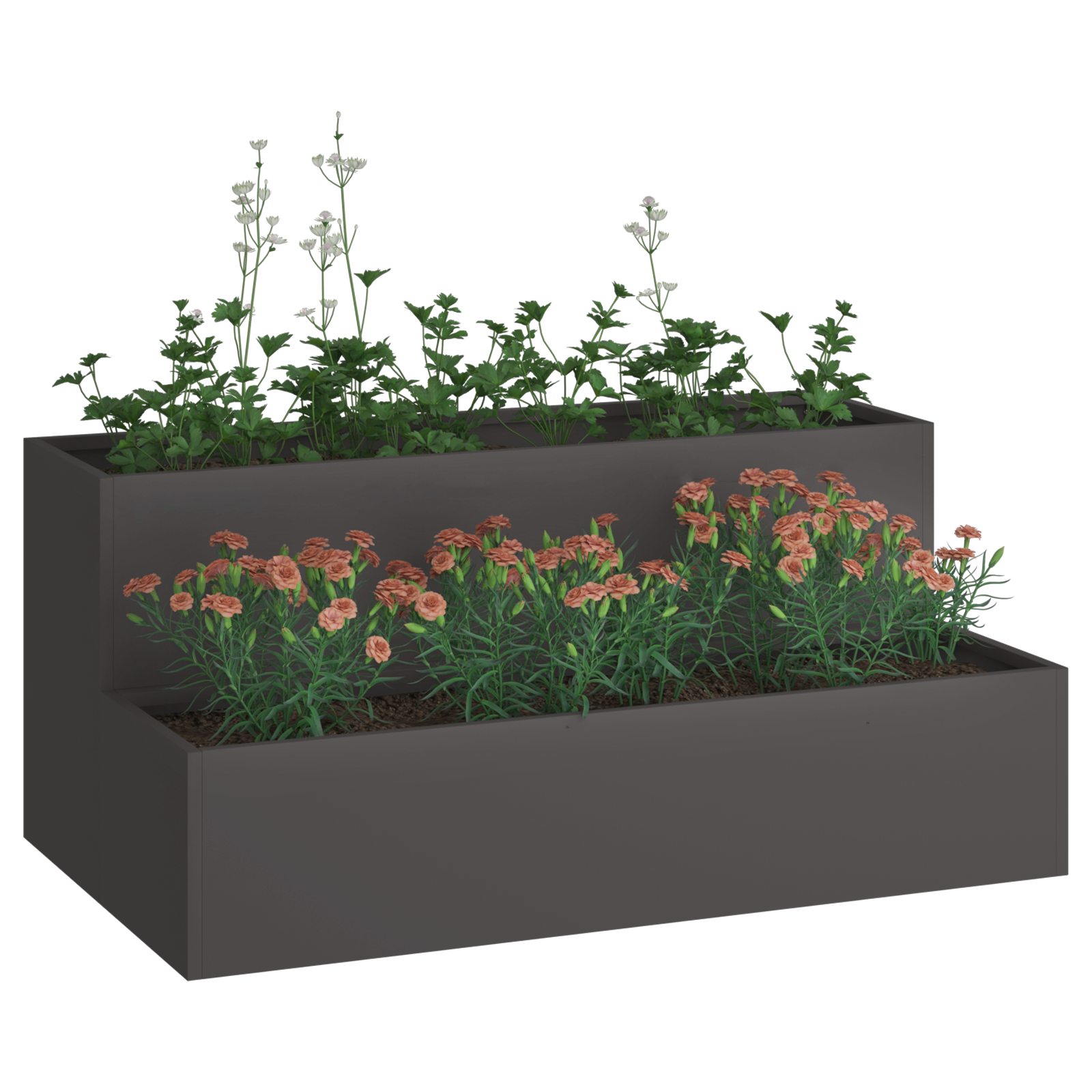 Garden Planter - 2-Tier Black Steel, 100x60x45 cm - Image 3