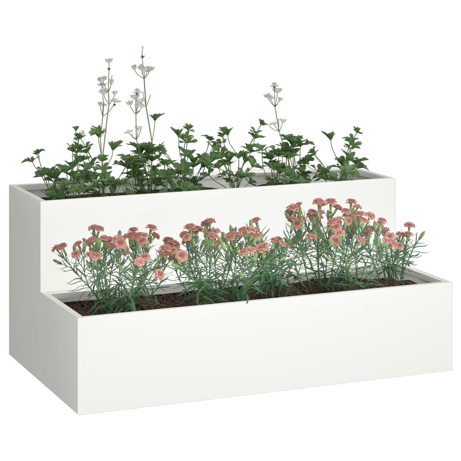 Garden Planter 2-Tier 100x60x45 cm White Steel - Image 3