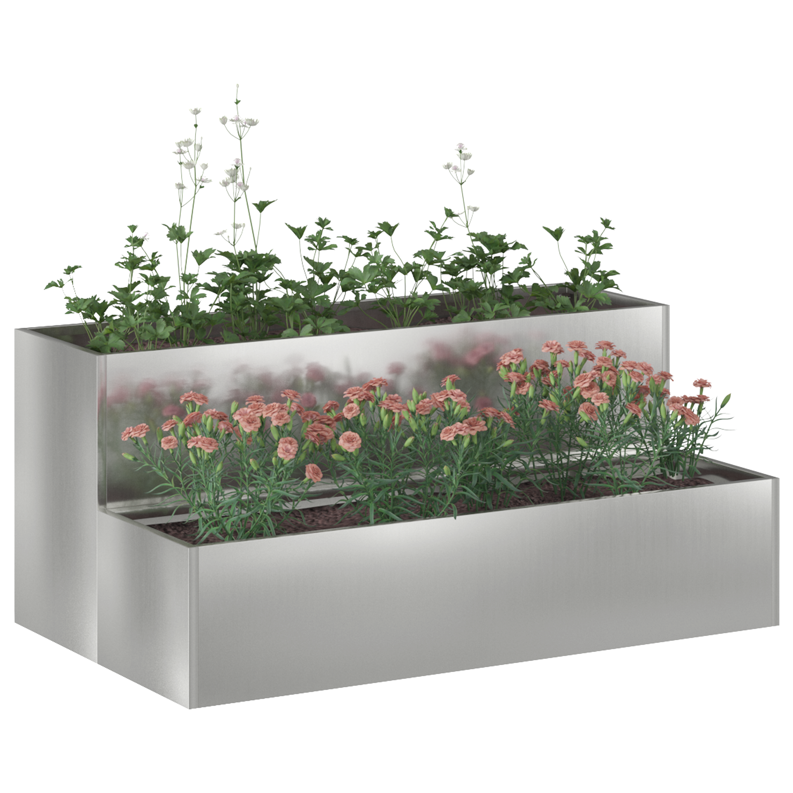 2-Tier Garden Planter, 100x60x45 cm, Made of Galvanised Steel - Image 3