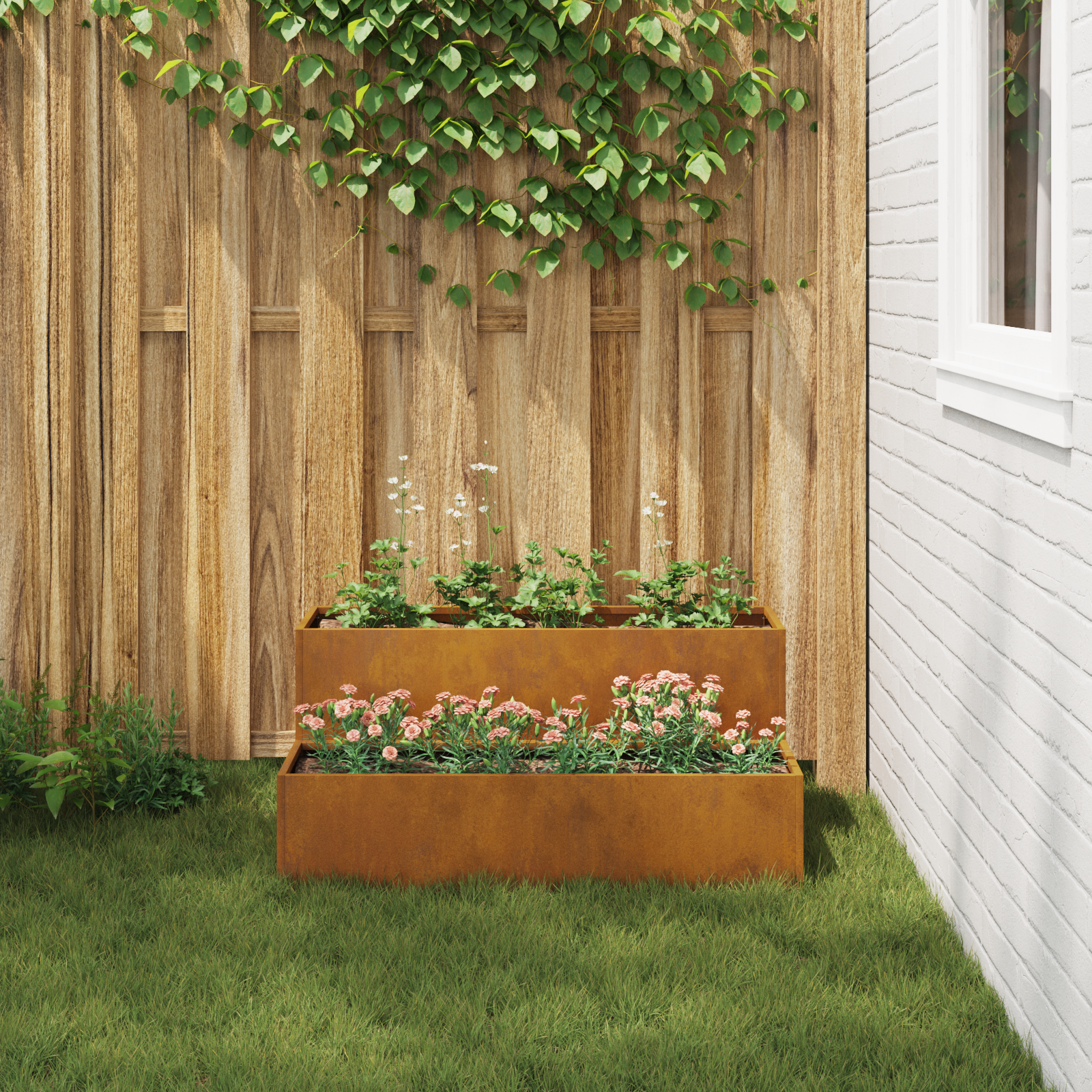 Garden Planter 2-Tier 100x60x45 cm Weathering Steel - Image 4