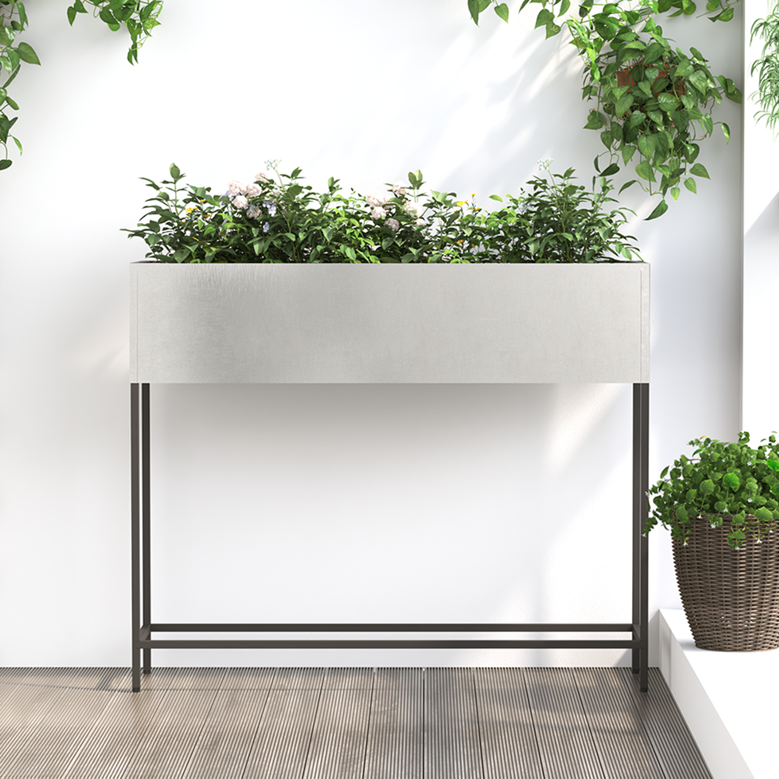 Plantenbak verhoogd 100x26x82 cm roestvrijstaal