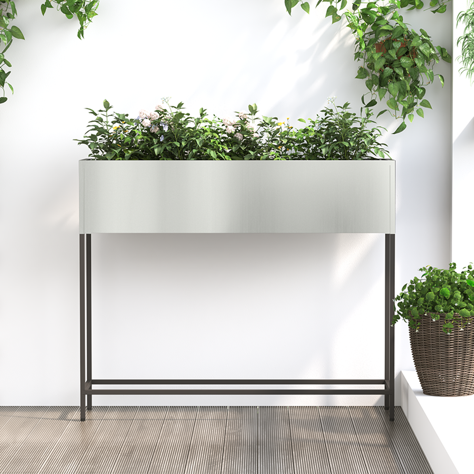 Plantenbak verhoogd 100x26x82 cm gegalvaniseerd staal
