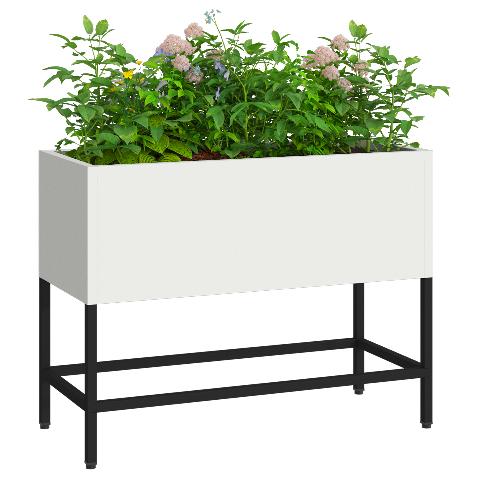 Raised Garden Planter 60x26x45 cm White Steel - Image 3