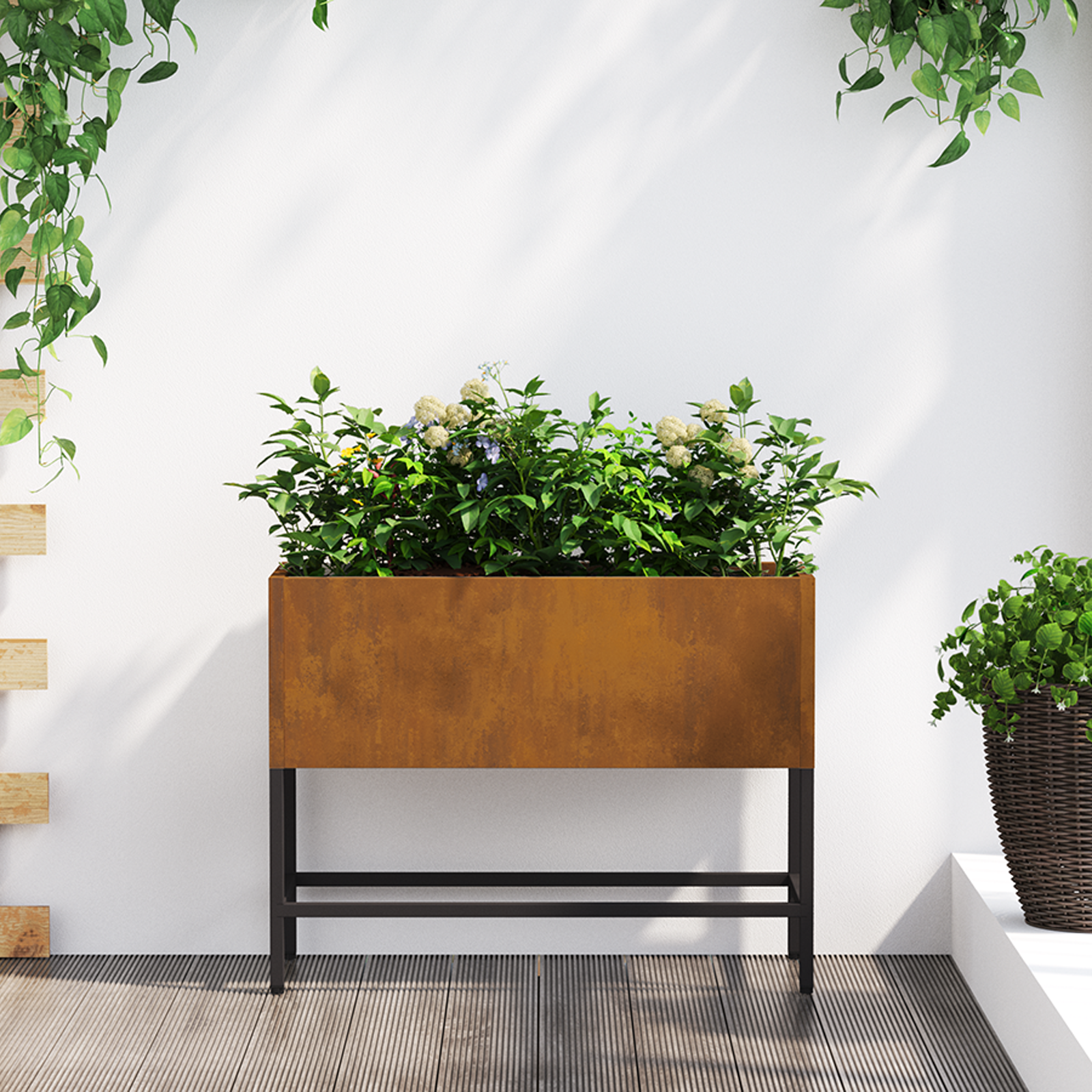 Plantenbak verhoogd 60x26x45 cm cortenstaal