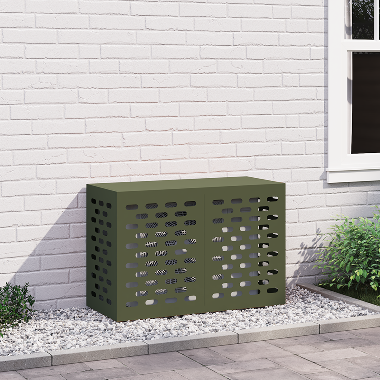 Air Conditioner Cover - Olive Green, 90x40x60 cm, Steel