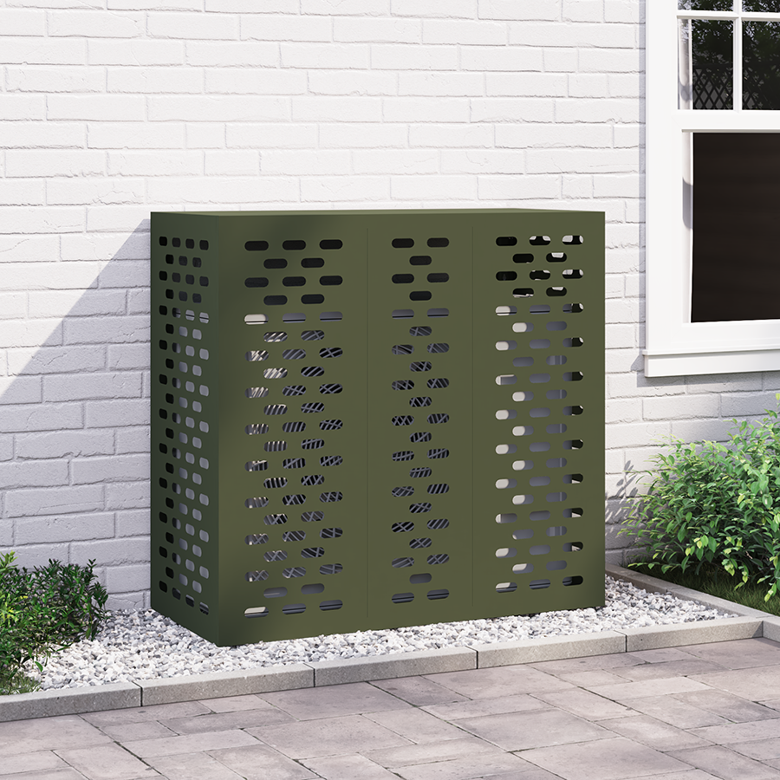 Air Conditioner Cover - Olive Green, 110x50x105 cm, Steel