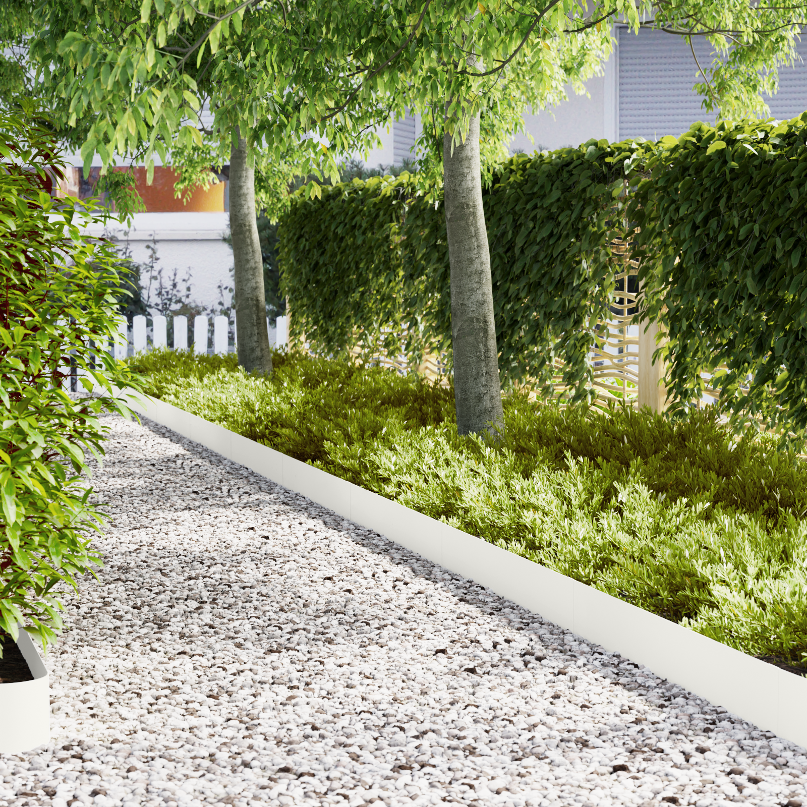 Lawn Edgings 10 pcs White 100x0.5x20 cm Steel