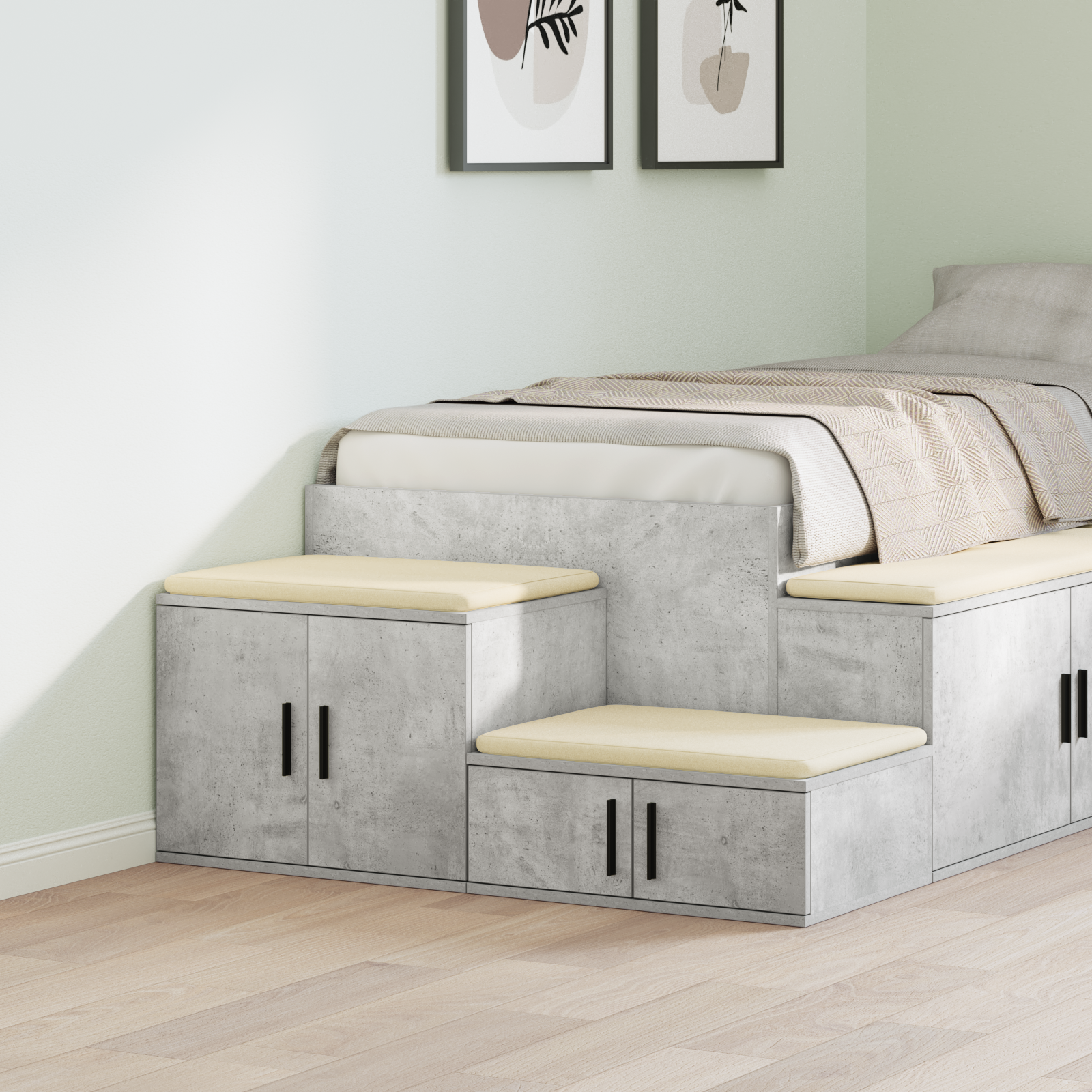 Storage Cabinet in Concrete Grey - 103x41x40 cm, Made of Engineered Wood