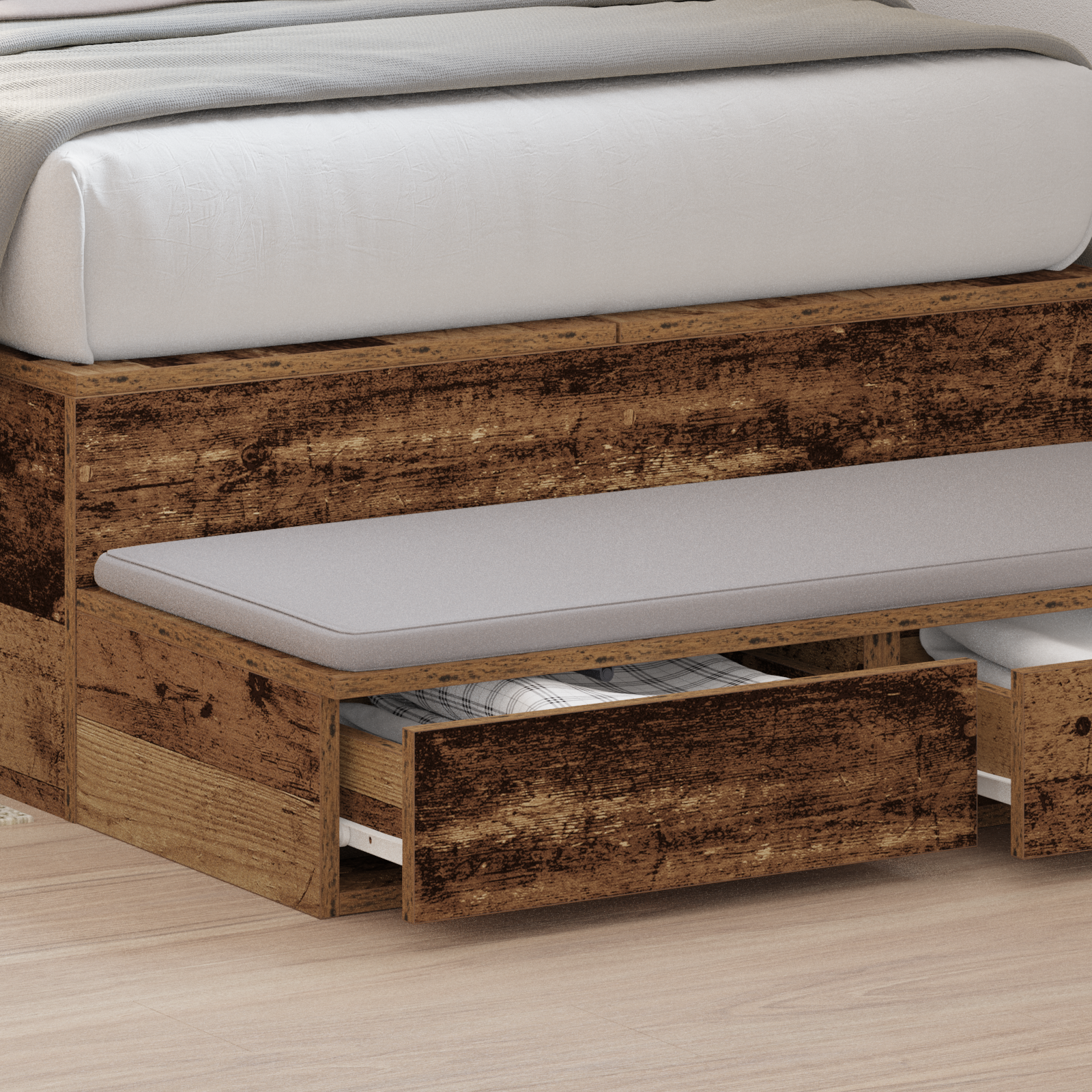 Bed Drawers in Old Wood - 100x36.5x16.5 cm, Made from Engineered Wood - Image 4