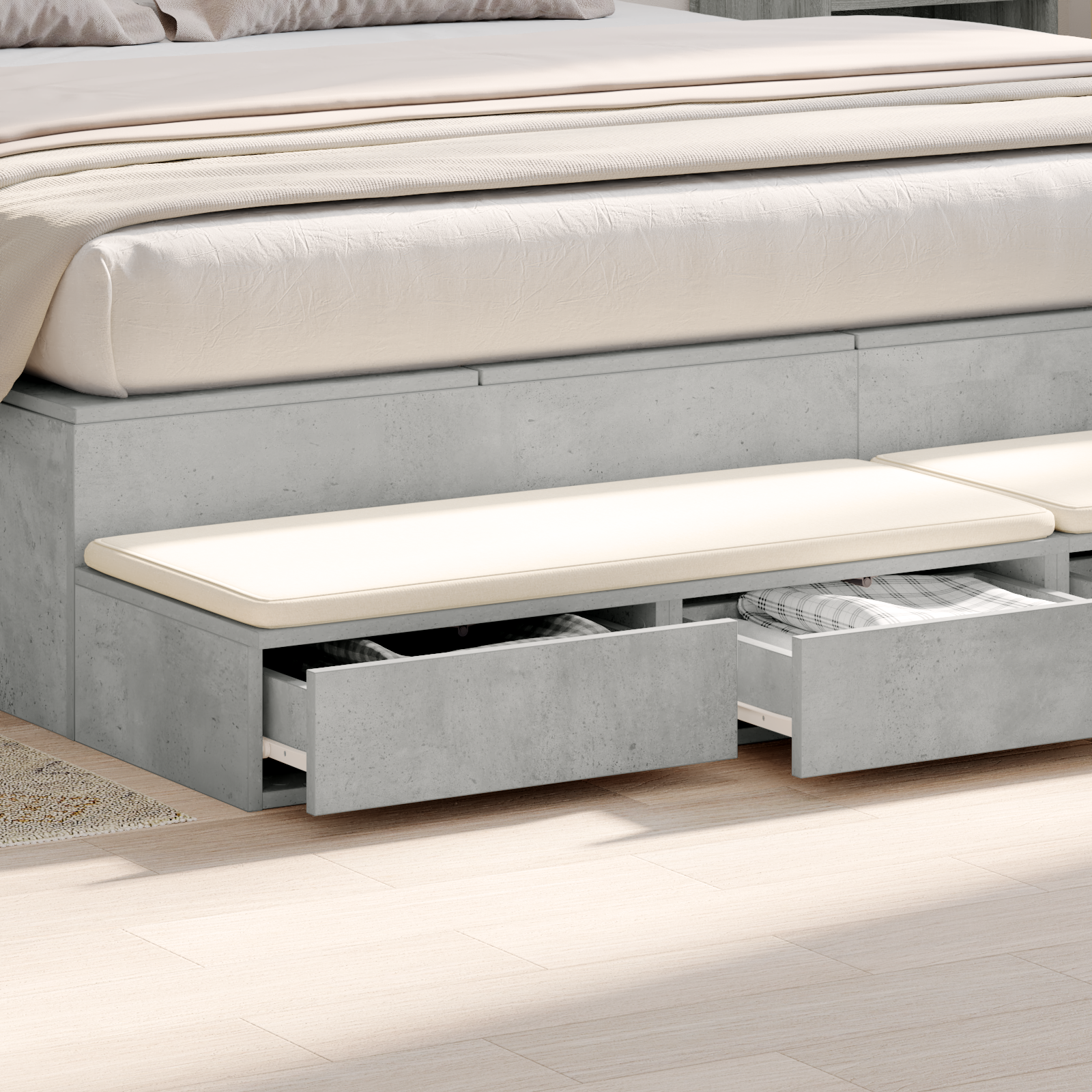 Bed Drawers Concrete Grey 200x36,5x16,5 cm Engineered Wood - Image 4