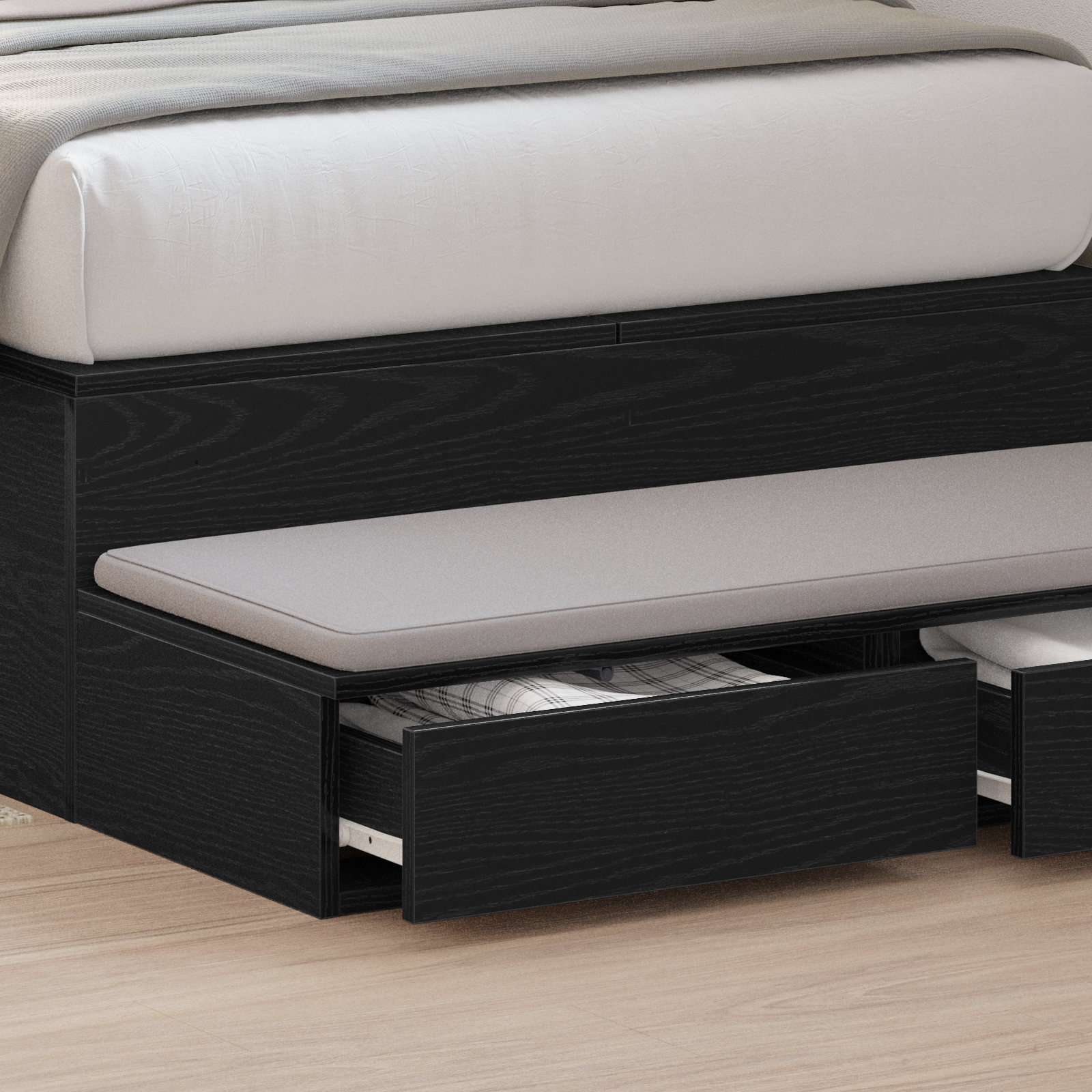 Bed Drawers Black 90x36,5x16,5 cm Engineered Wood - Image 4