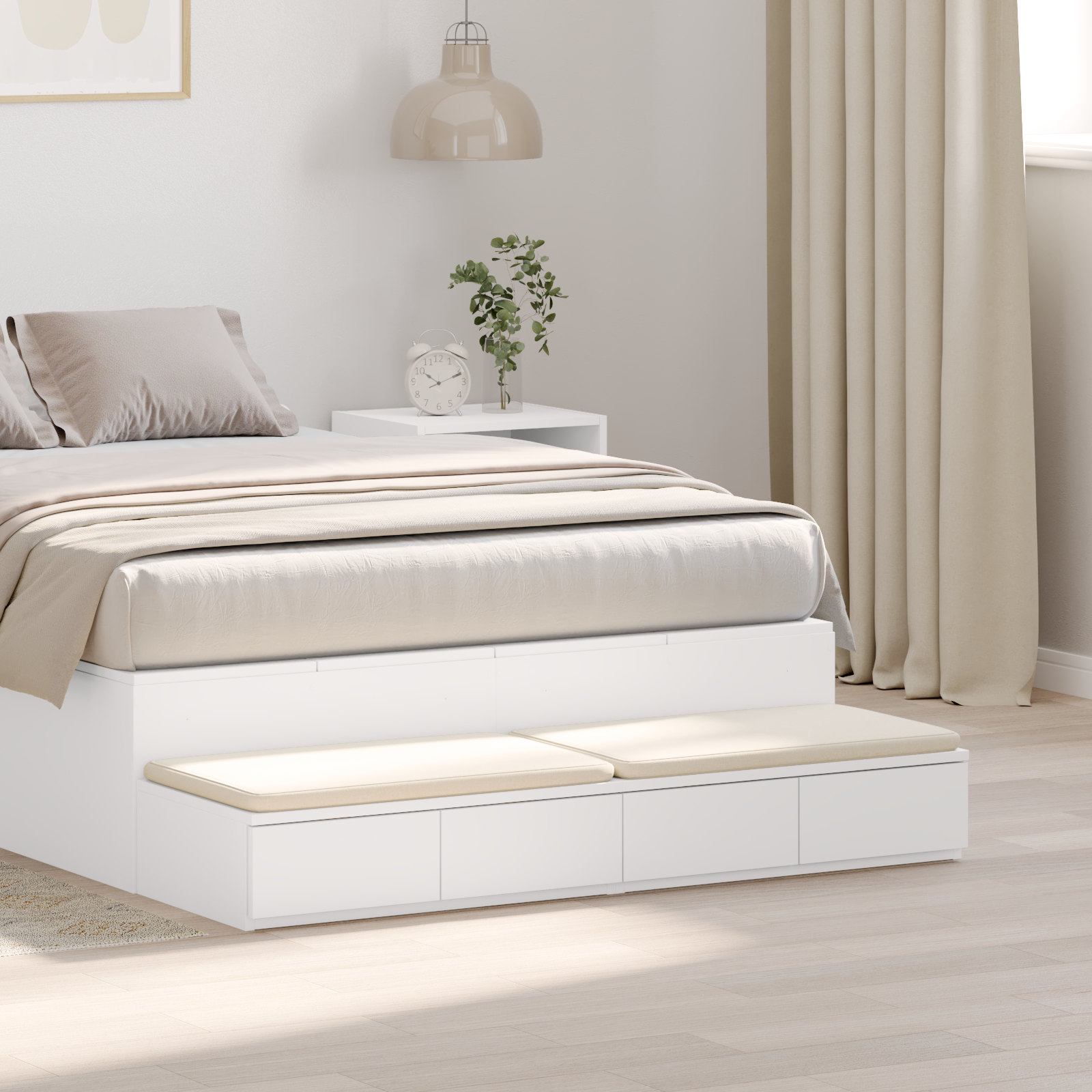 Bed Drawers White 120x36,5x16,5 cm Engineered Wood