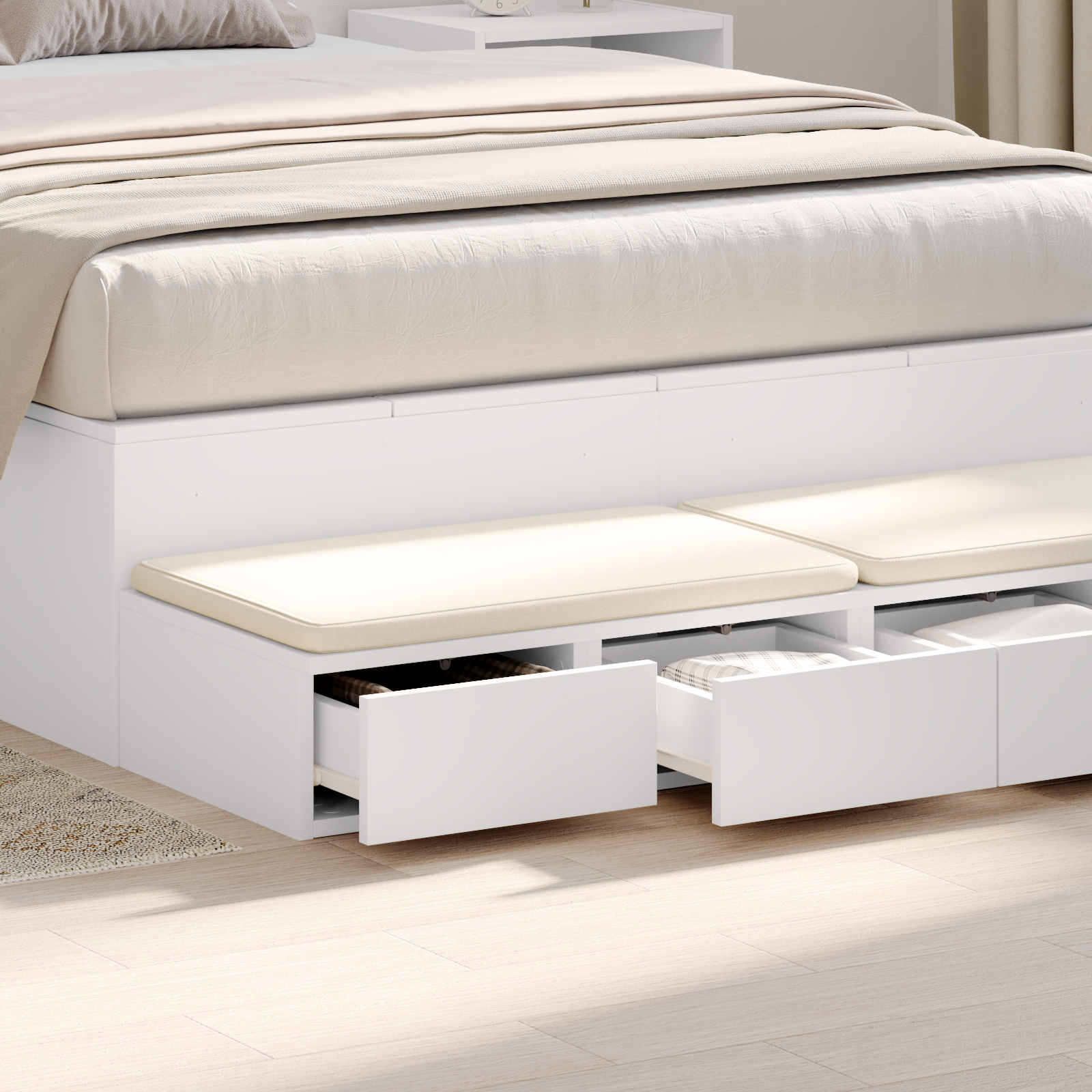 Bed Drawers White 120x36,5x16,5 cm Engineered Wood - Image 4