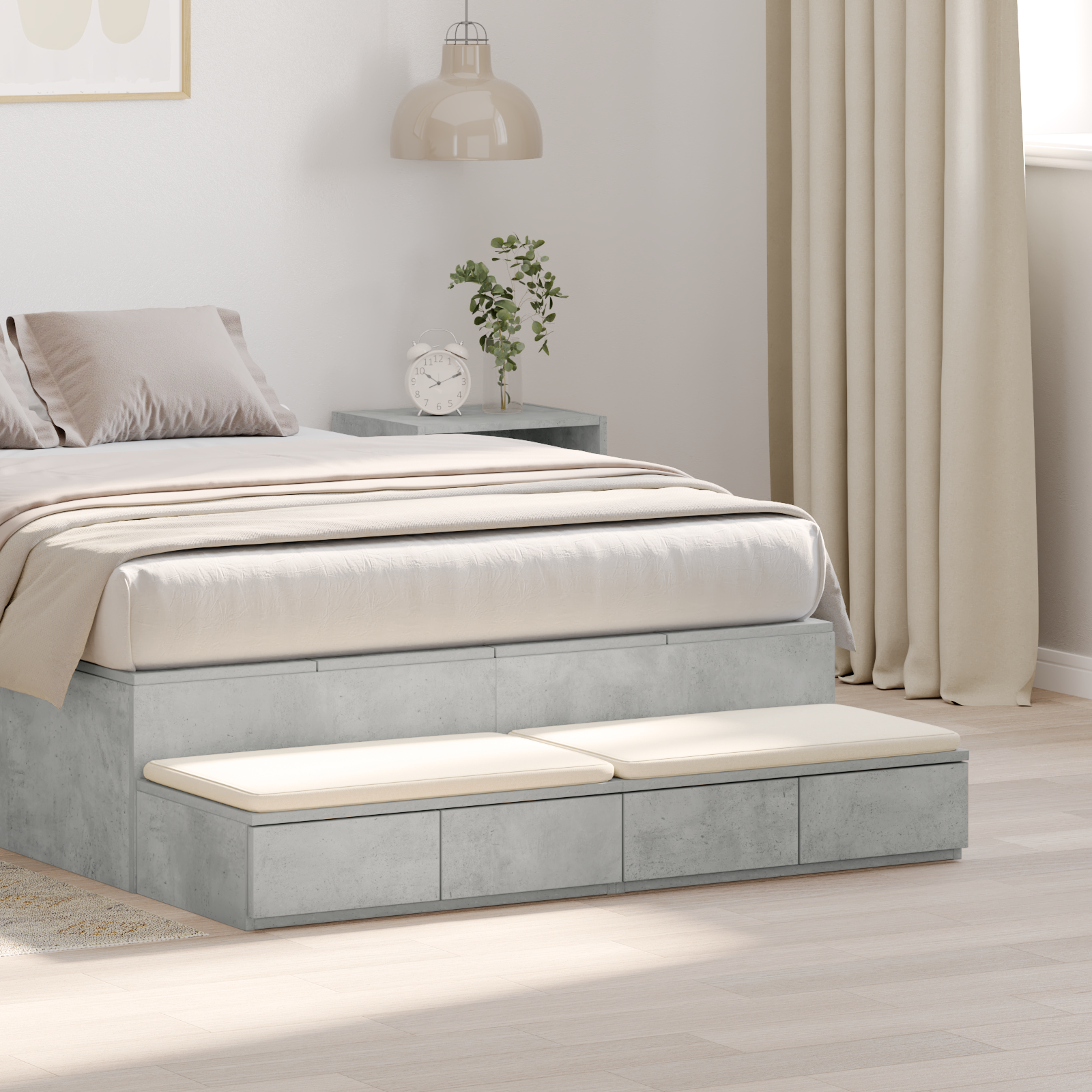 Bed Drawers Concrete Grey 120x36.5x16.5 cm Engineered Wood