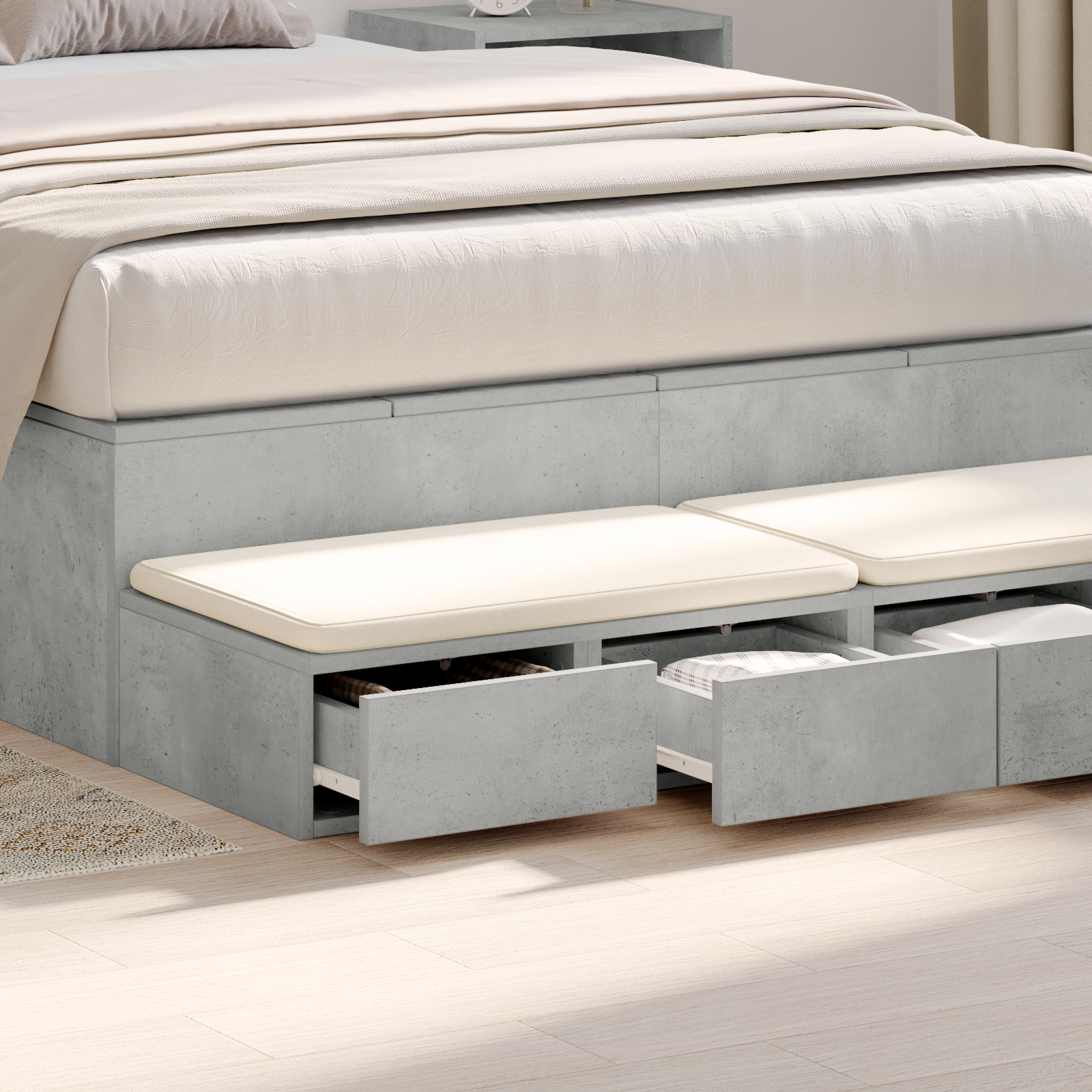 Bed Drawers Concrete Grey 120x36.5x16.5 cm Engineered Wood - Image 4