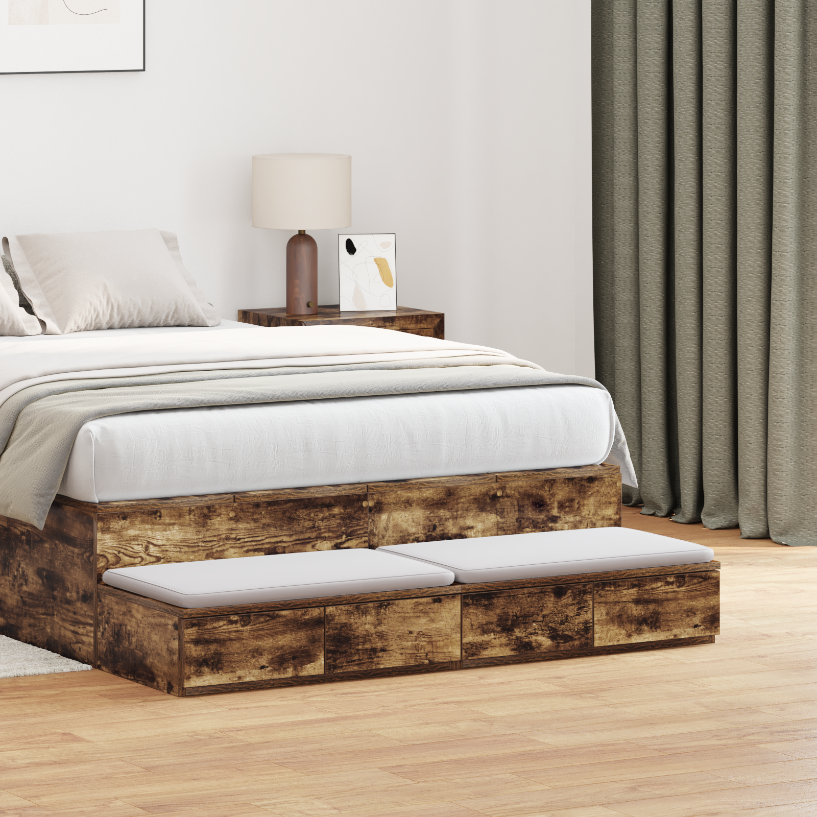 Bed Drawers Smoked Oak 120x36,5x16,5 cm Engineered Wood