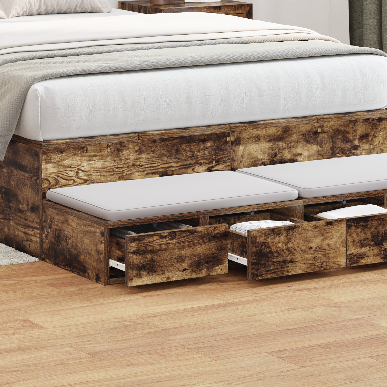 Bed Drawers Smoked Oak 120x36,5x16,5 cm Engineered Wood - Image 4