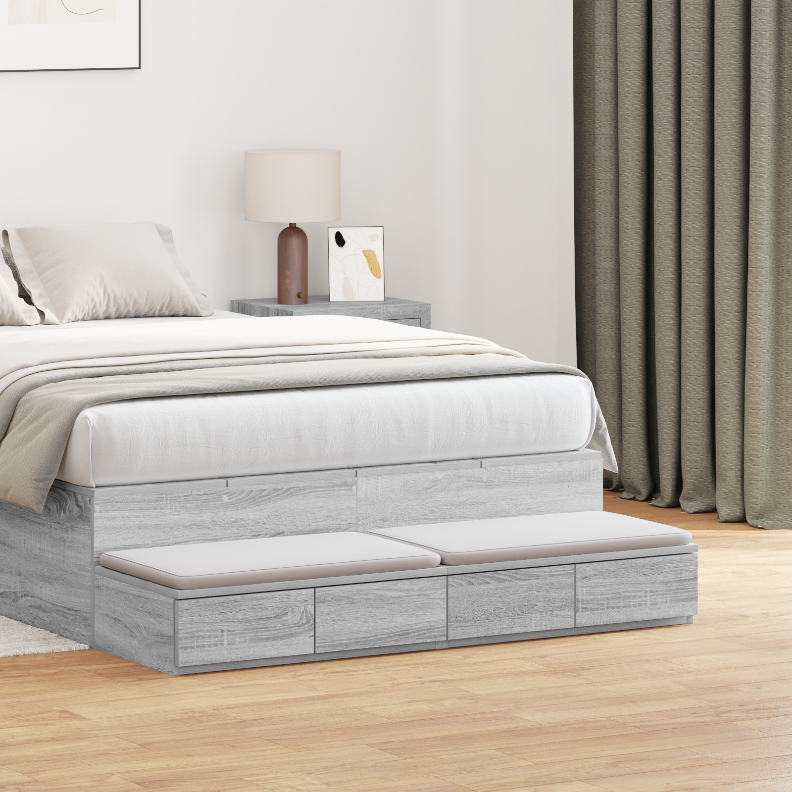 Bed Drawers Grey Sonoma 120x36,5x16,5 cm Engineered Wood