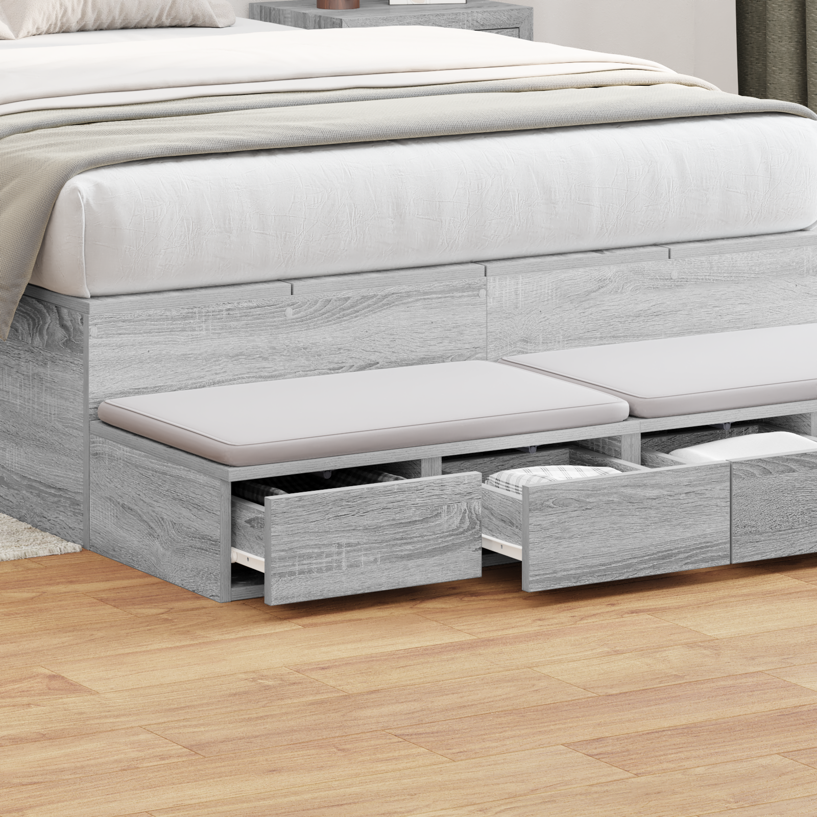 Bed Drawers Grey Sonoma 120x36,5x16,5 cm Engineered Wood - Image 4