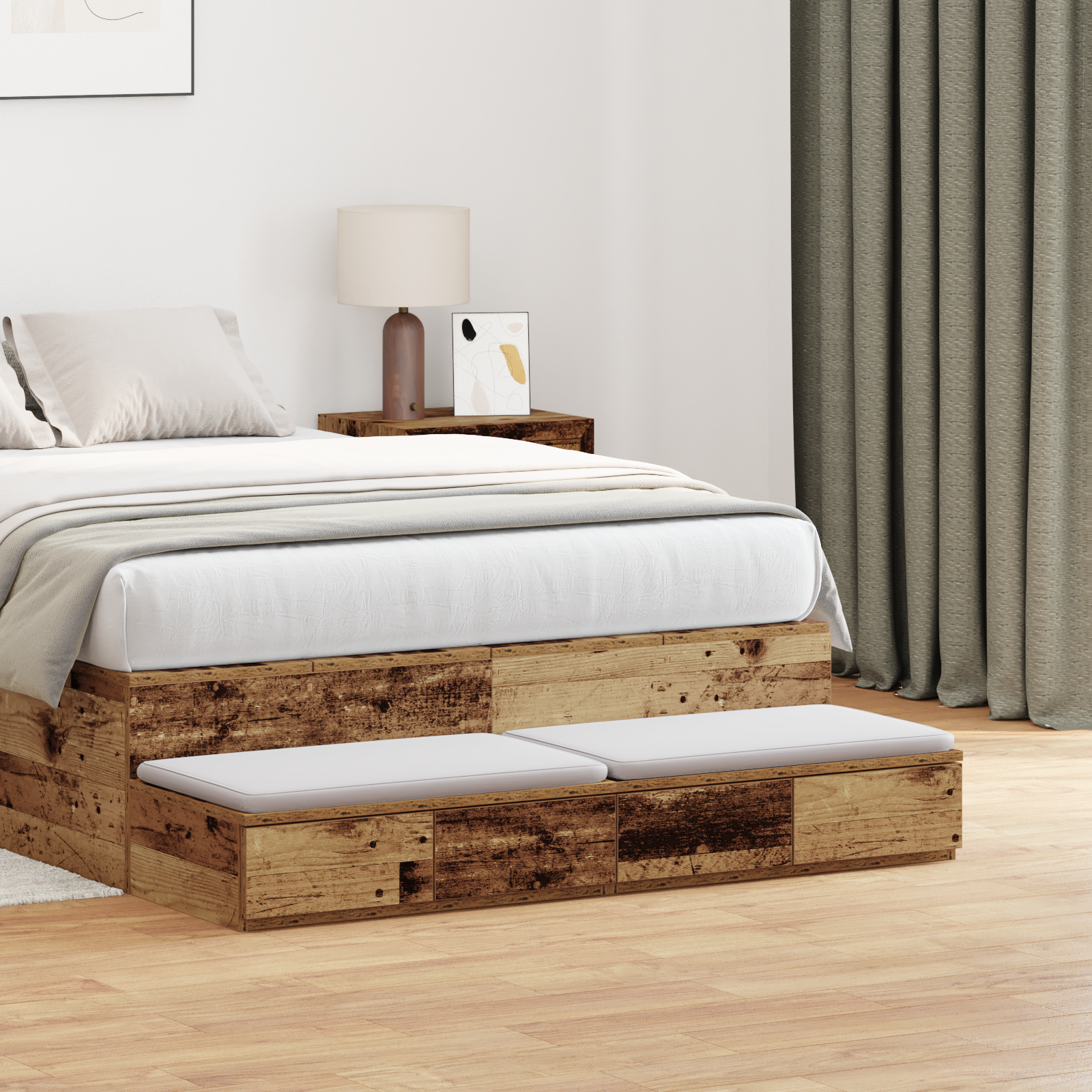 Bed Drawers Old Wood 120x36,5x16,5 cm Engineered Wood