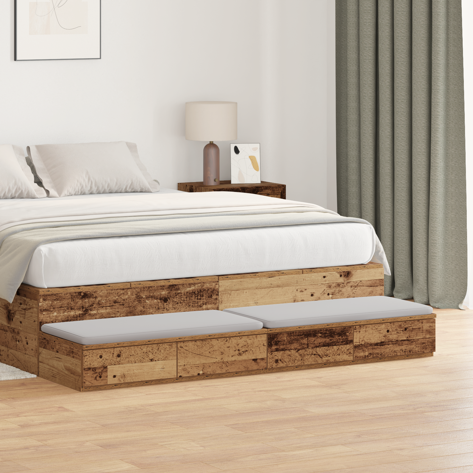 Grey Sonoma Bed Drawers 140x36.5x16.5 cm Made from Engineered Wood