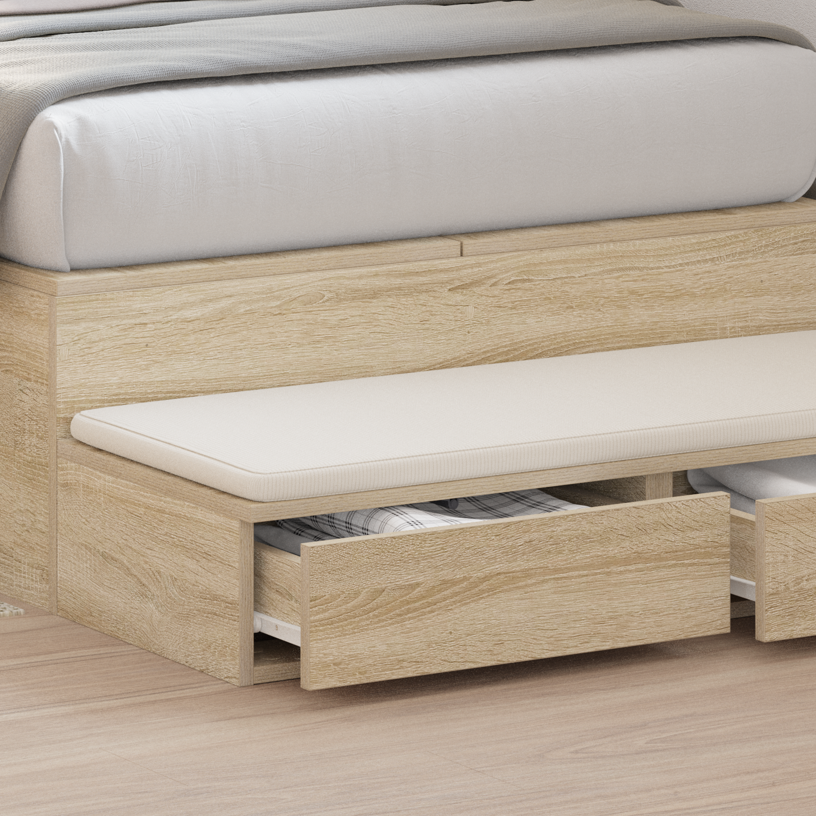 Bed Drawers in Sonoma Oak - 75 x 36.5 x 16.5 cm, Made from Engineered Wood - Image 4