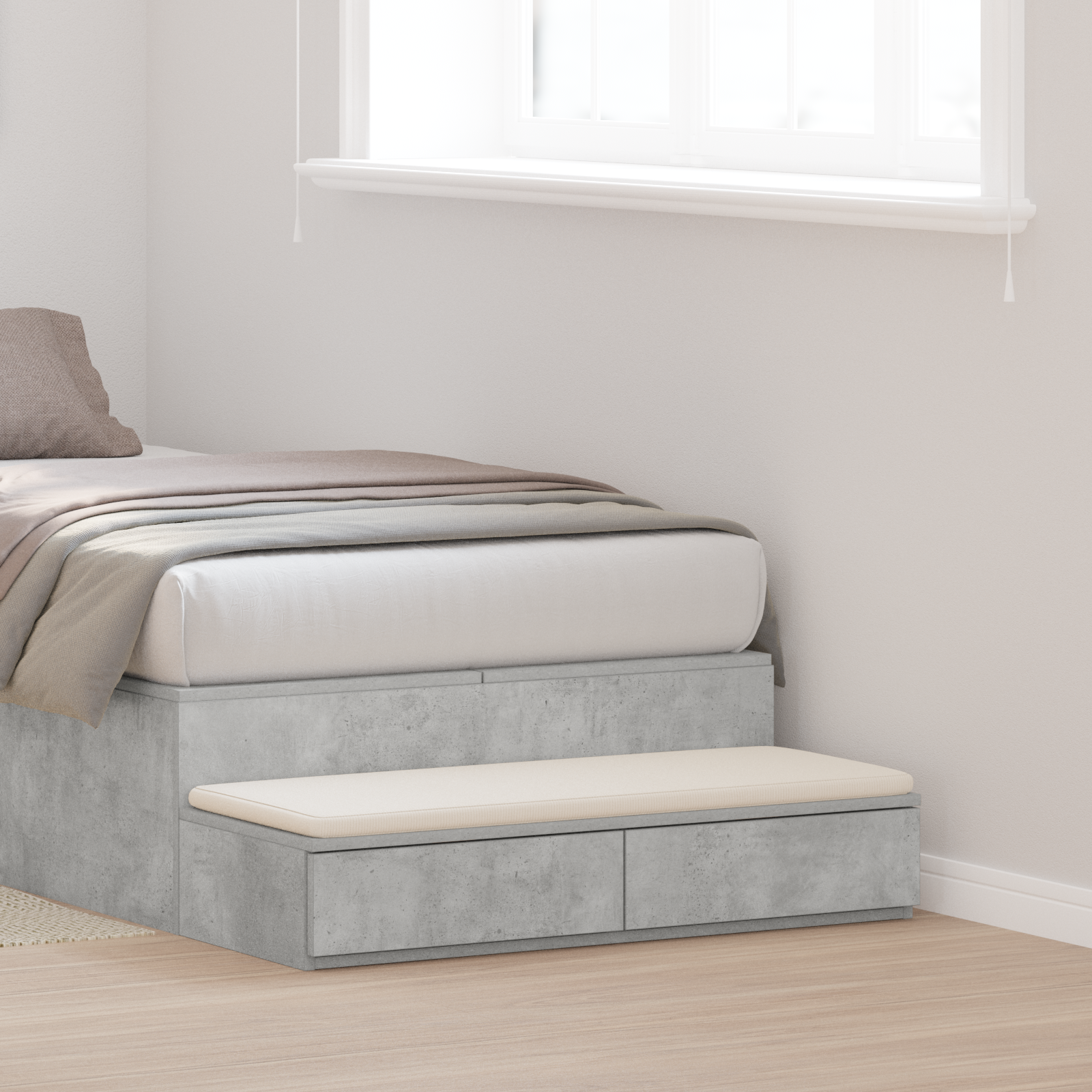 Bed Drawers - Concrete Grey, 75 x 36.5 x 16.5 cm, Made of Engineered Wood